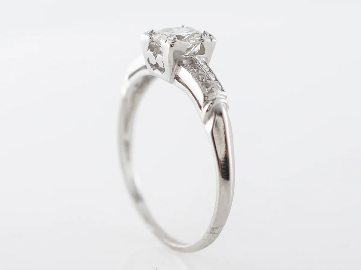 Half Carat Art Deco Diamond Engagement Ring Platinum - Image 5