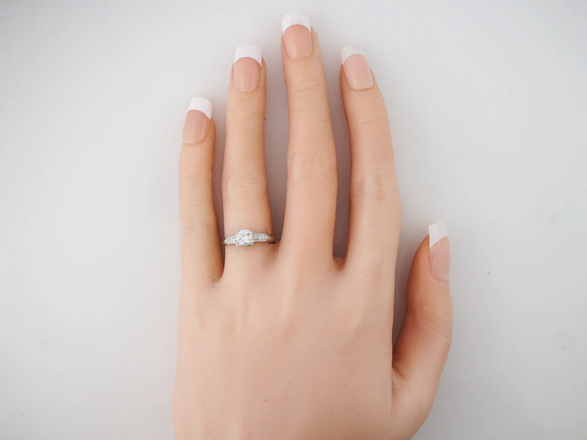 Half Carat Art Deco Diamond Engagement Ring Platinum - Image 6
