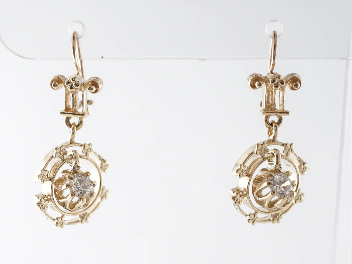 Half Carat Dangle Earrings in 14k Yellow Gold