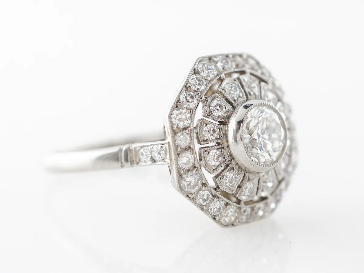Half Carat Diamond Cluster Engagment Ring Platinum - Image 3