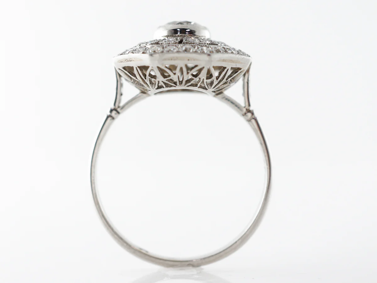 Half Carat Diamond Cluster Engagment Ring Platinum - Image 4