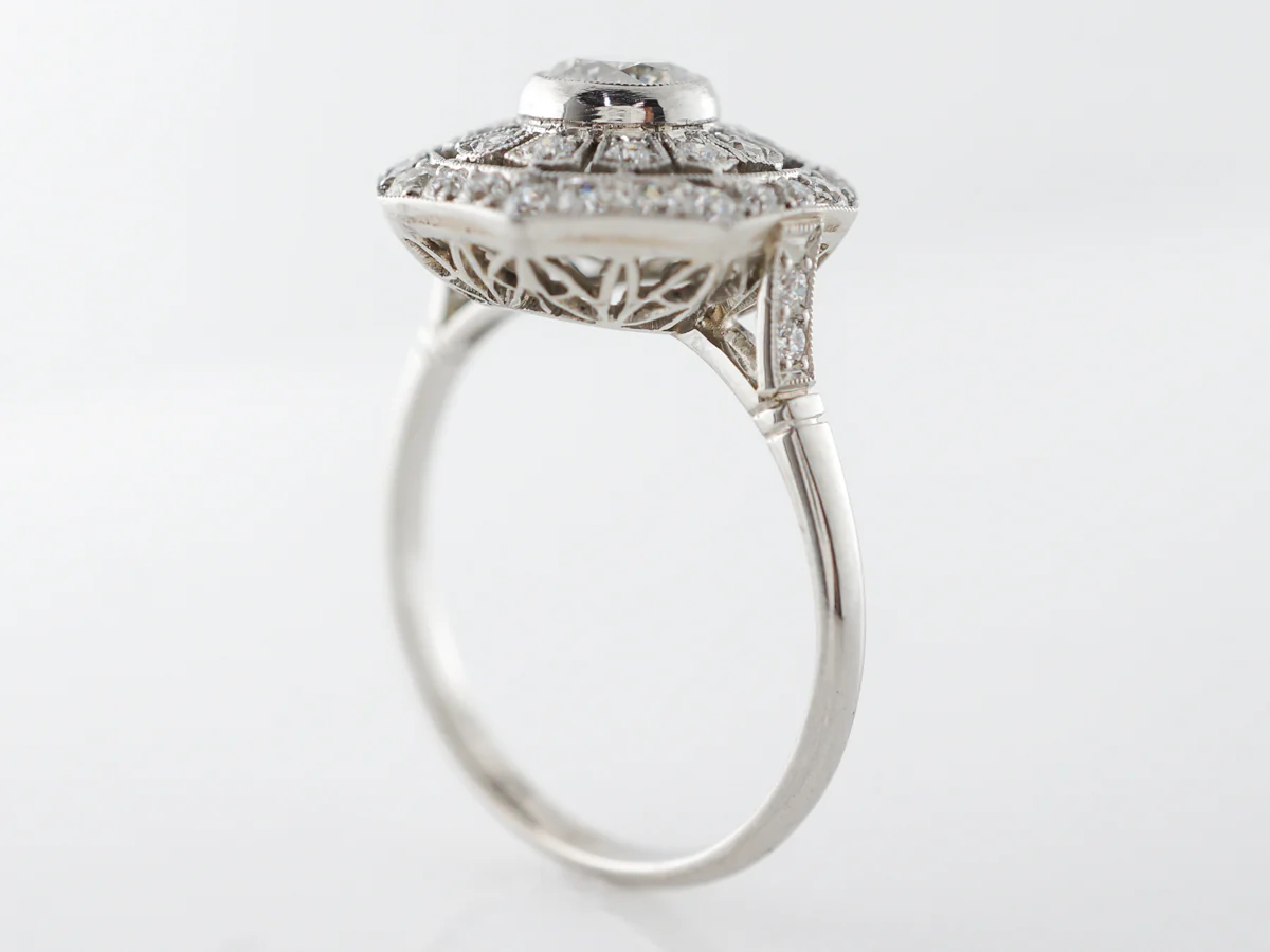 Half Carat Diamond Cluster Engagment Ring Platinum - Image 5