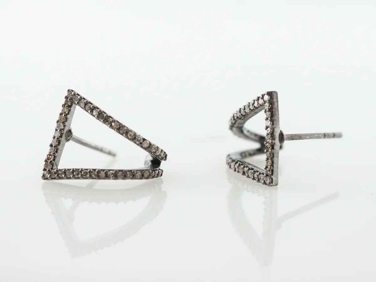 Half Carat Diamond Earrings in Sterling Silver - Image 4