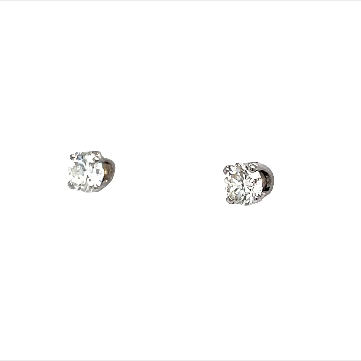 Half Carat Diamond Stud Earrings in 14k White Gold - Image 2