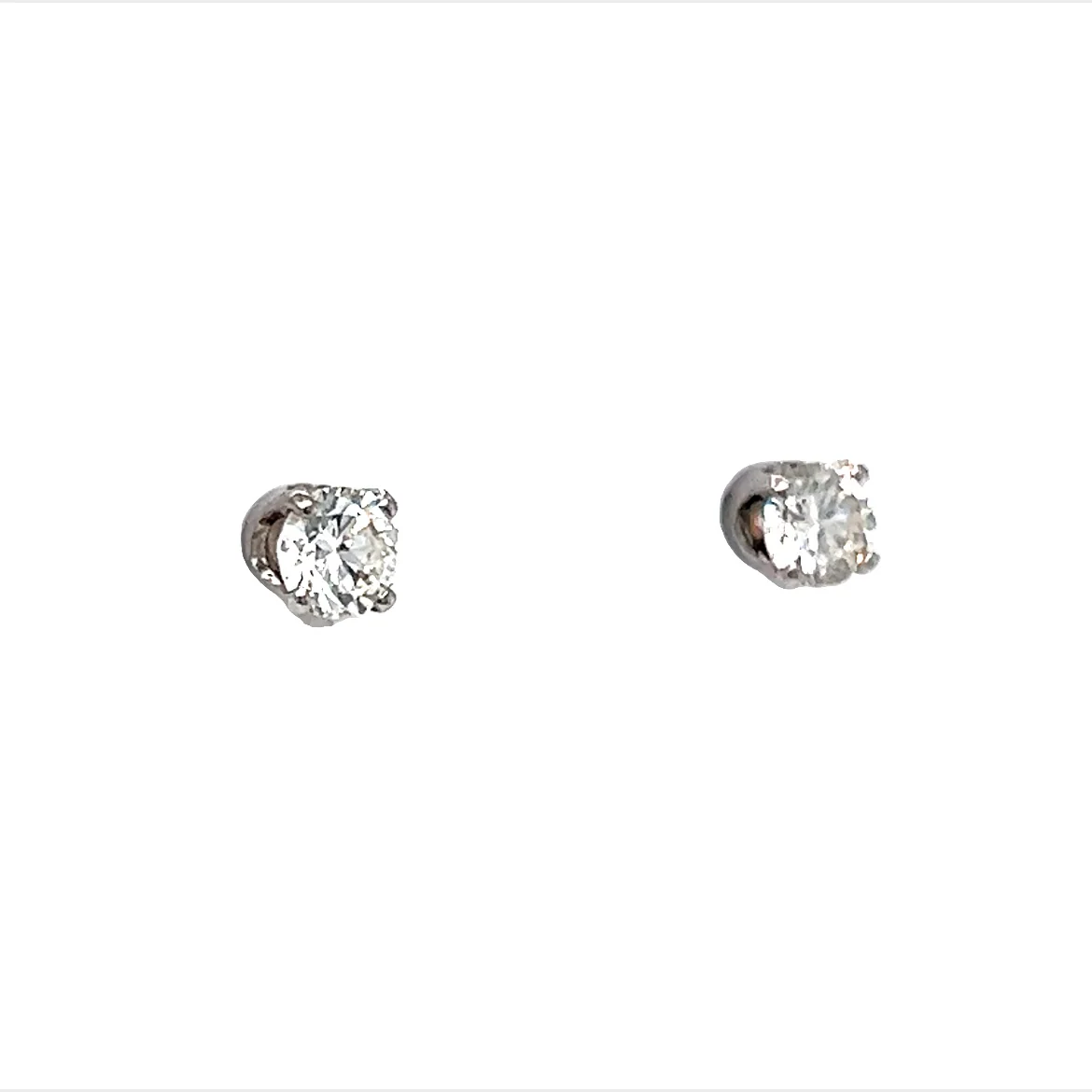 Half Carat Diamond Stud Earrings in 14k White Gold - Image 3