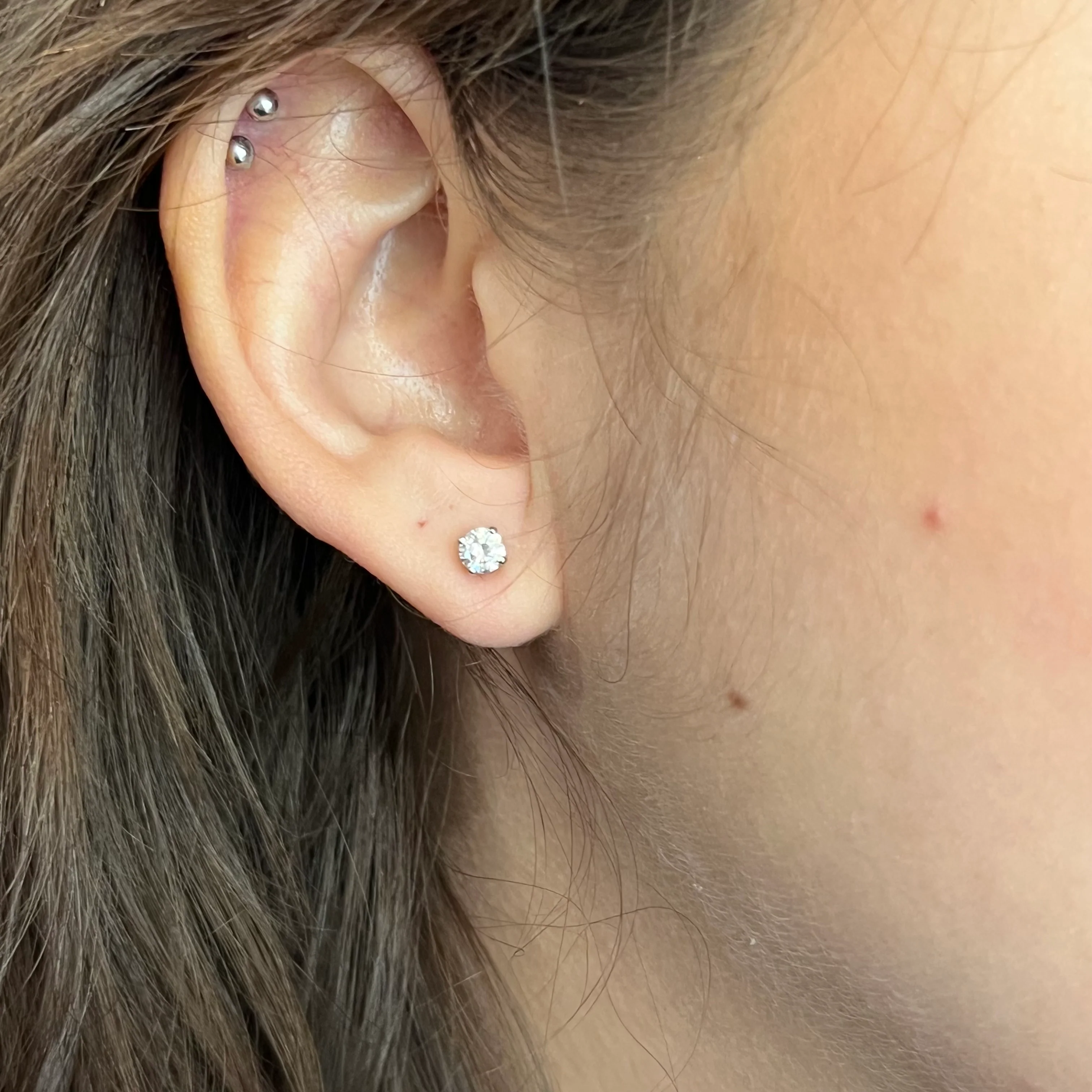 Half Carat Diamond Stud Earrings in 14k White Gold - Image 4