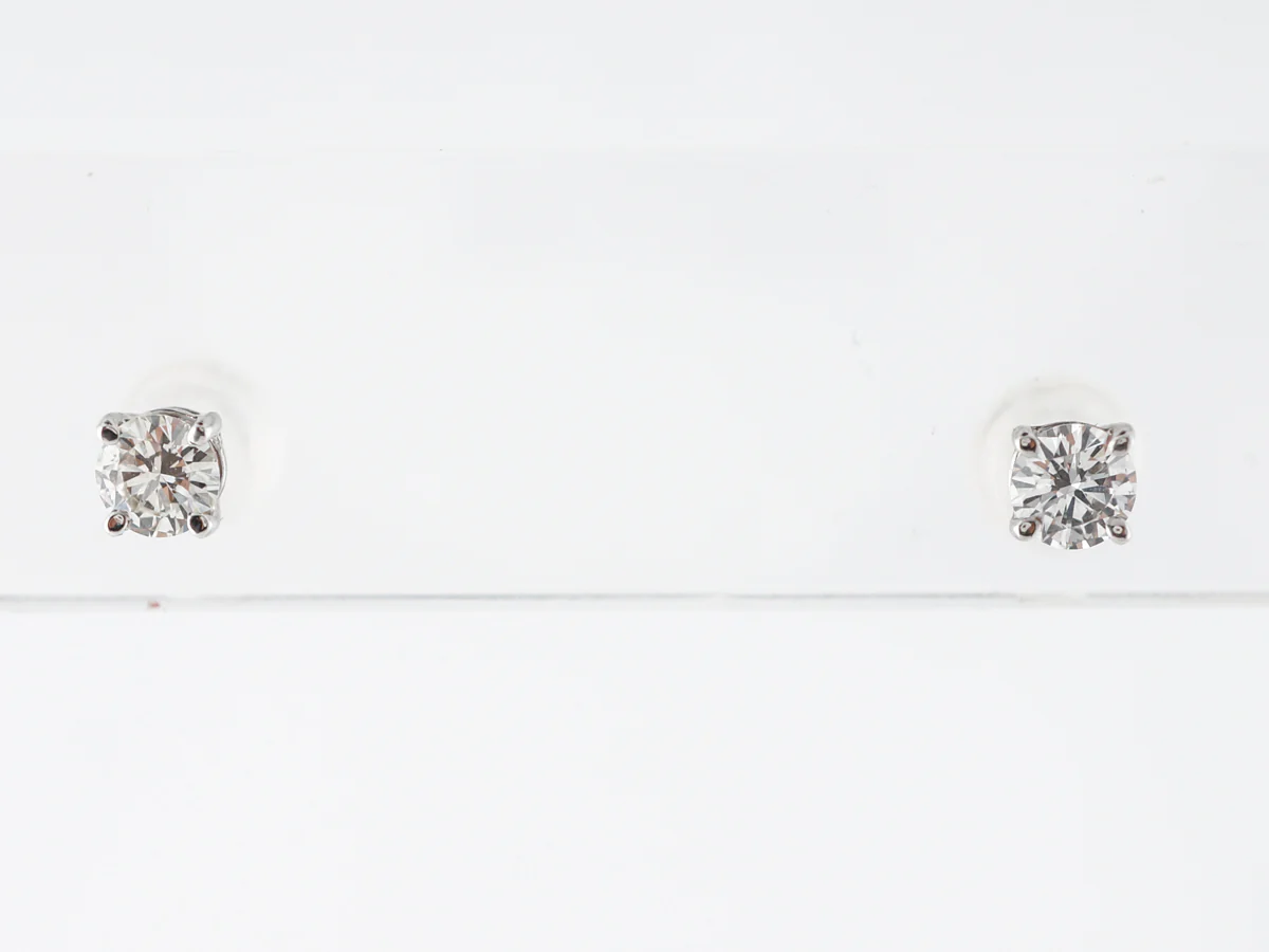 Half Carat Diamond Stud Earrings in 14k White Gold
