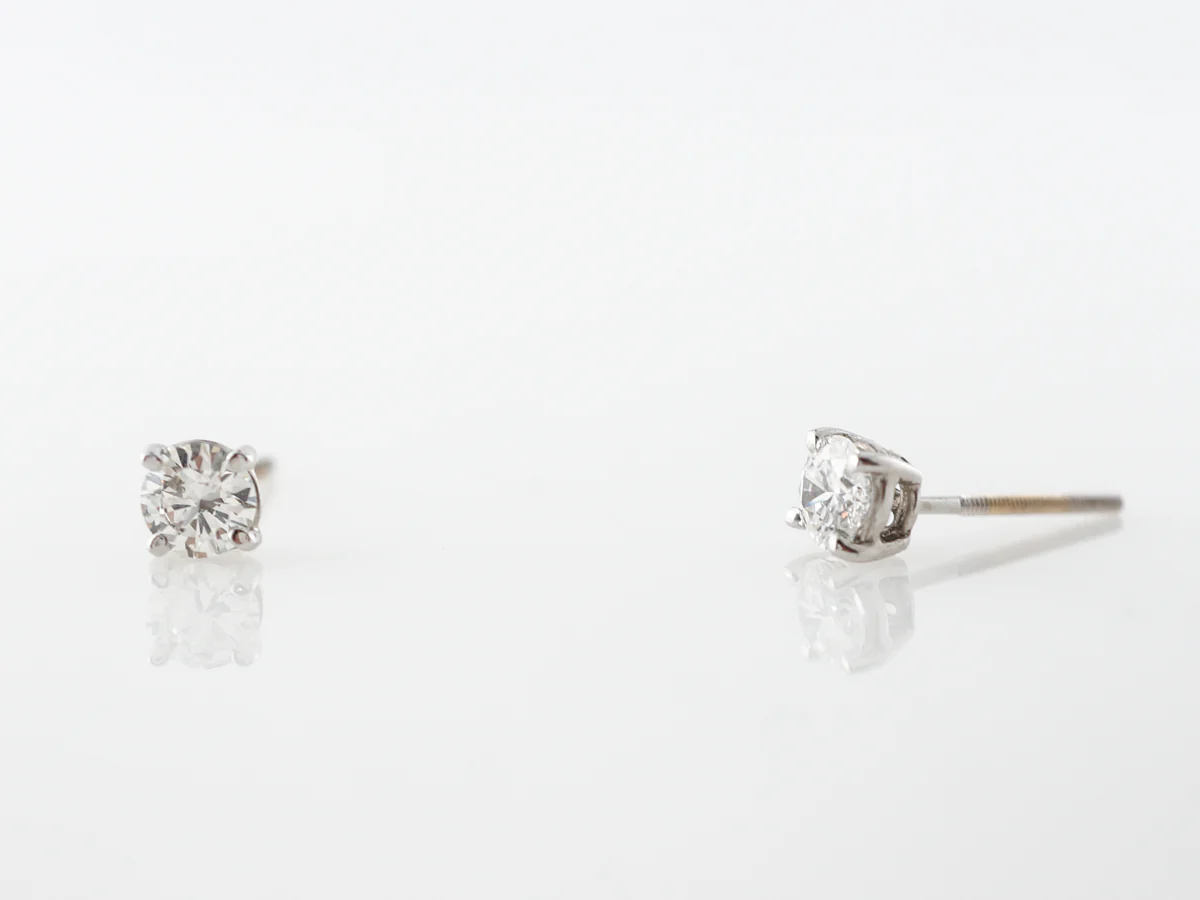 Half Carat Diamond Stud Earrings in 14k White Gold - Image 3