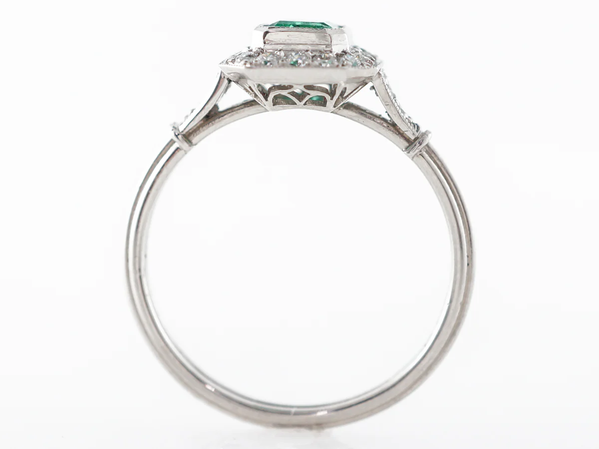 Half Carat Emerald & Diamond Ring Platinum - Image 4