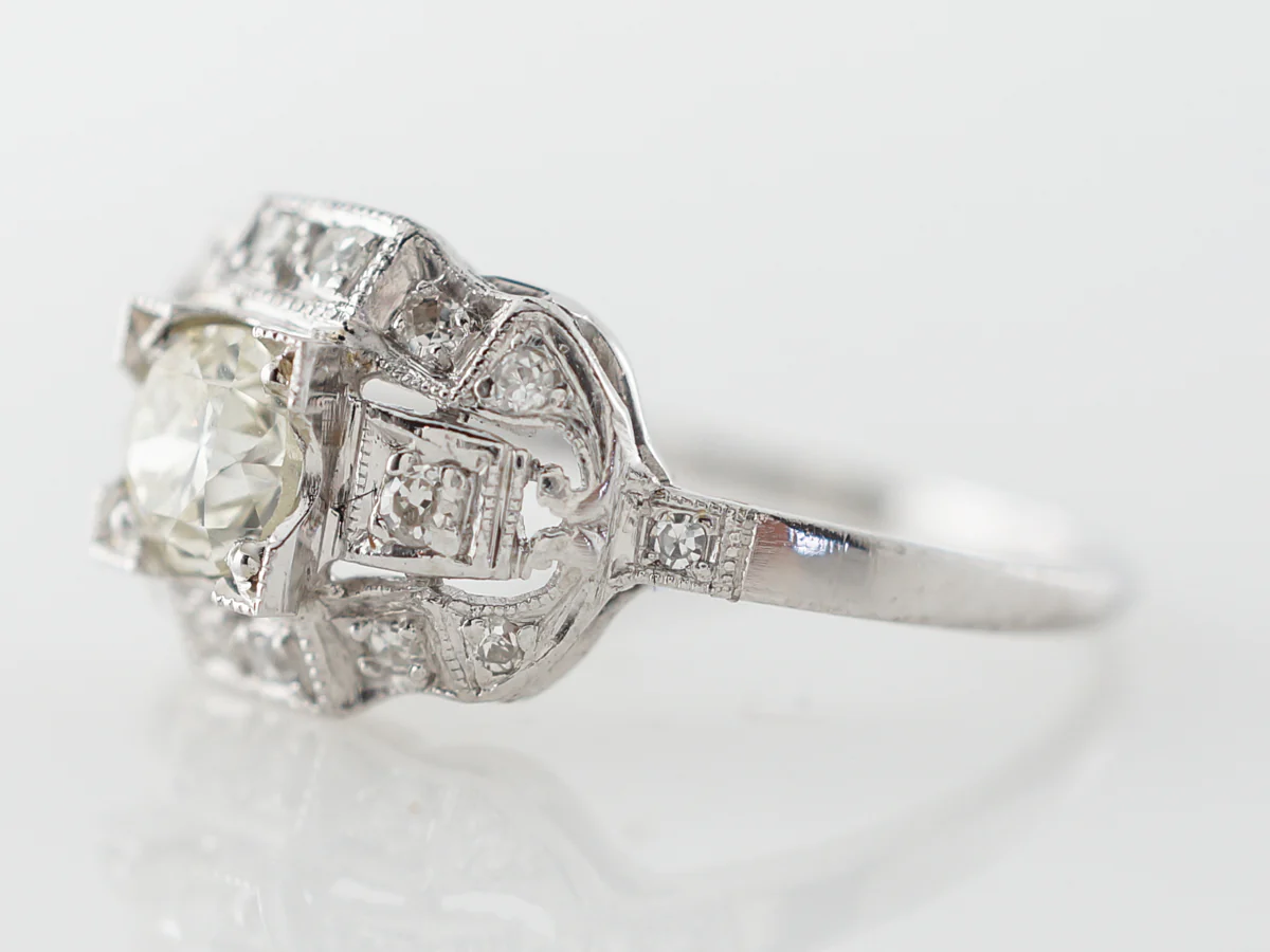 Half Carat Euro Diamond Engagement Ring in Platinum - Image 2