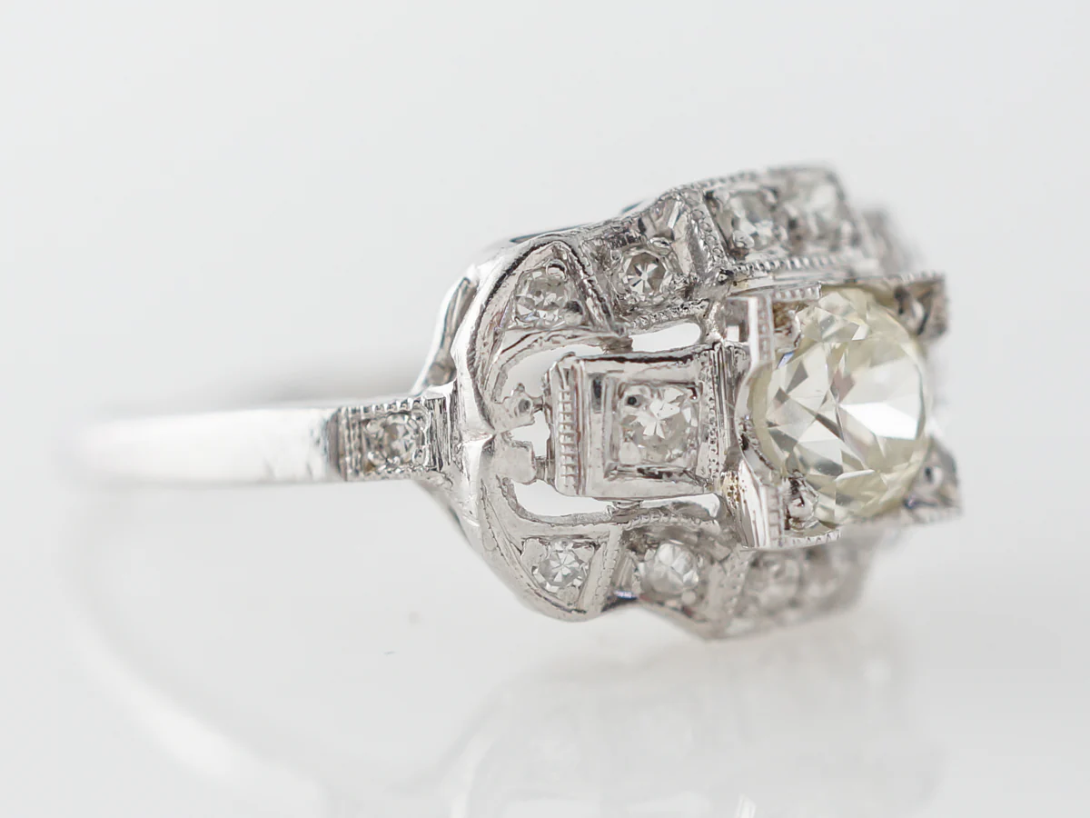 Half Carat Euro Diamond Engagement Ring in Platinum - Image 3