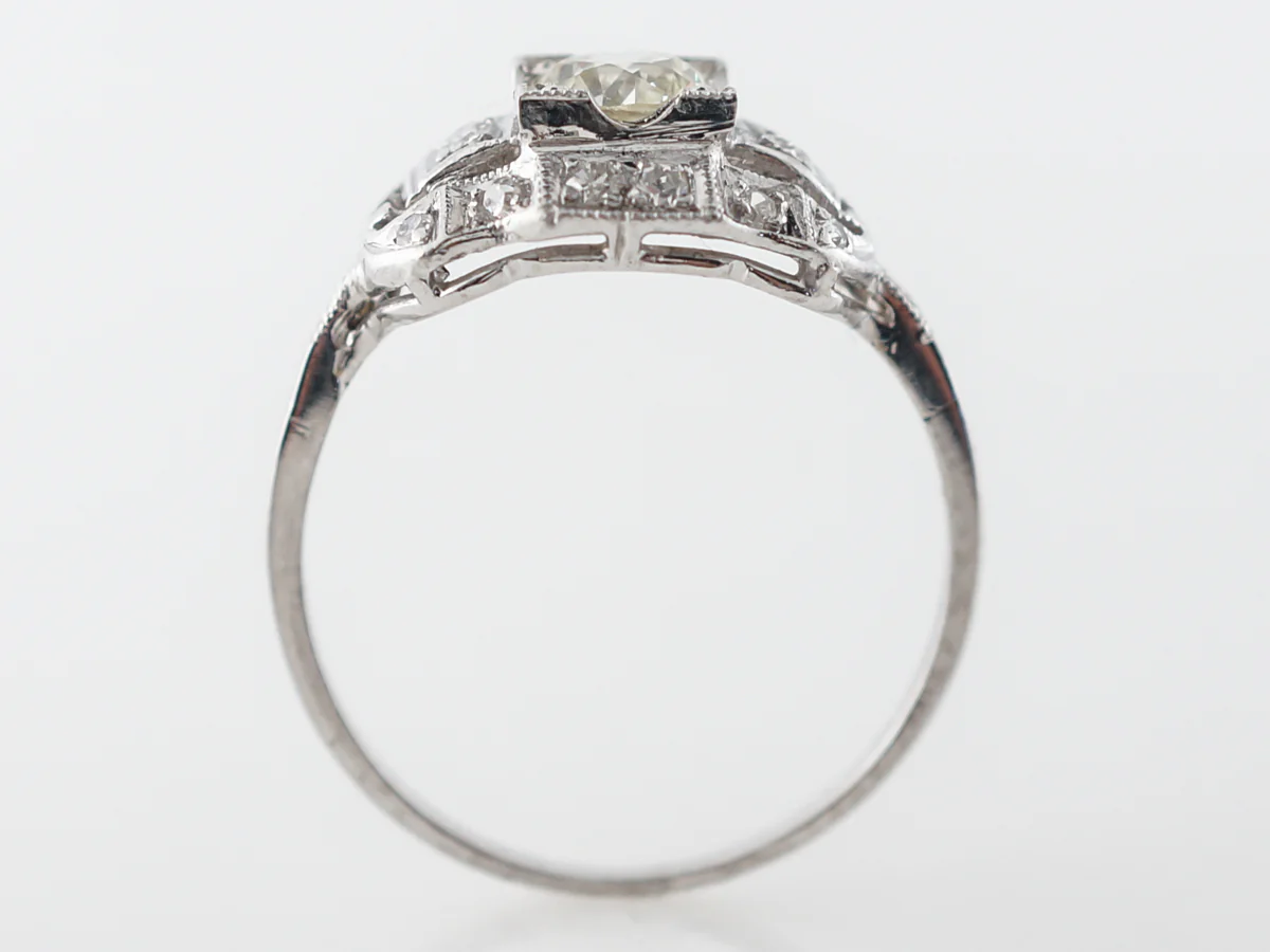 Half Carat Euro Diamond Engagement Ring in Platinum - Image 4