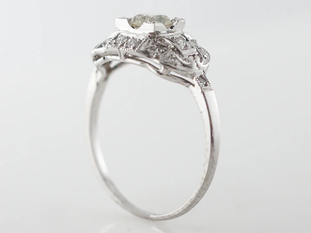 Half Carat Euro Diamond Engagement Ring in Platinum - Image 5