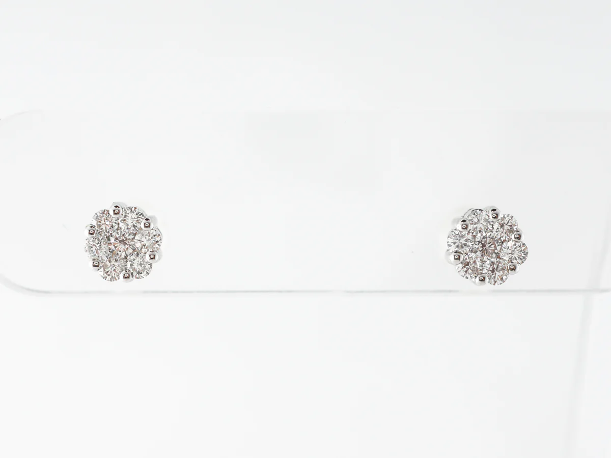 Half Carat Pave Diamond Earring Studs in White Gold