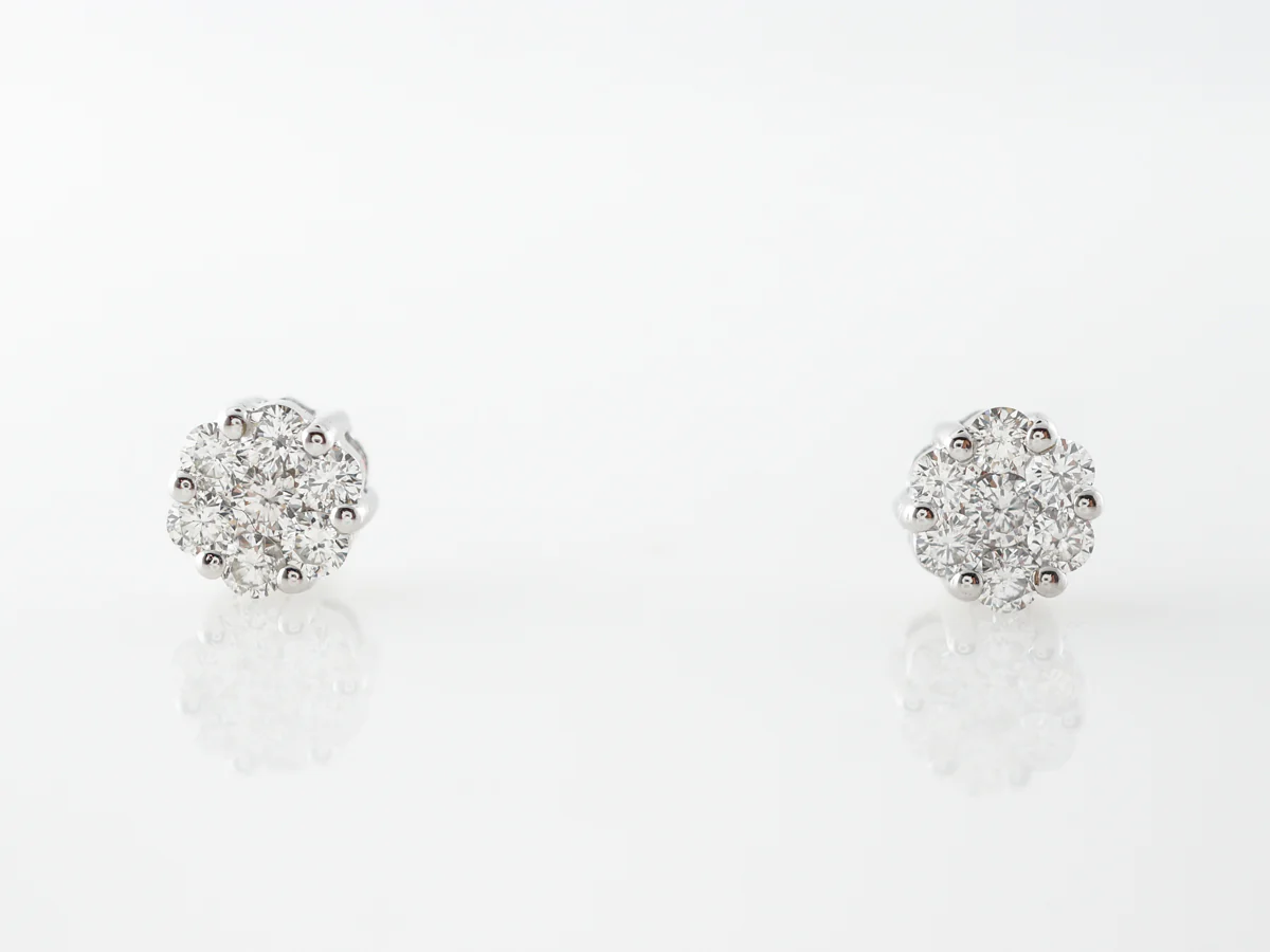 Half Carat Pave Diamond Earring Studs in White Gold - Image 3