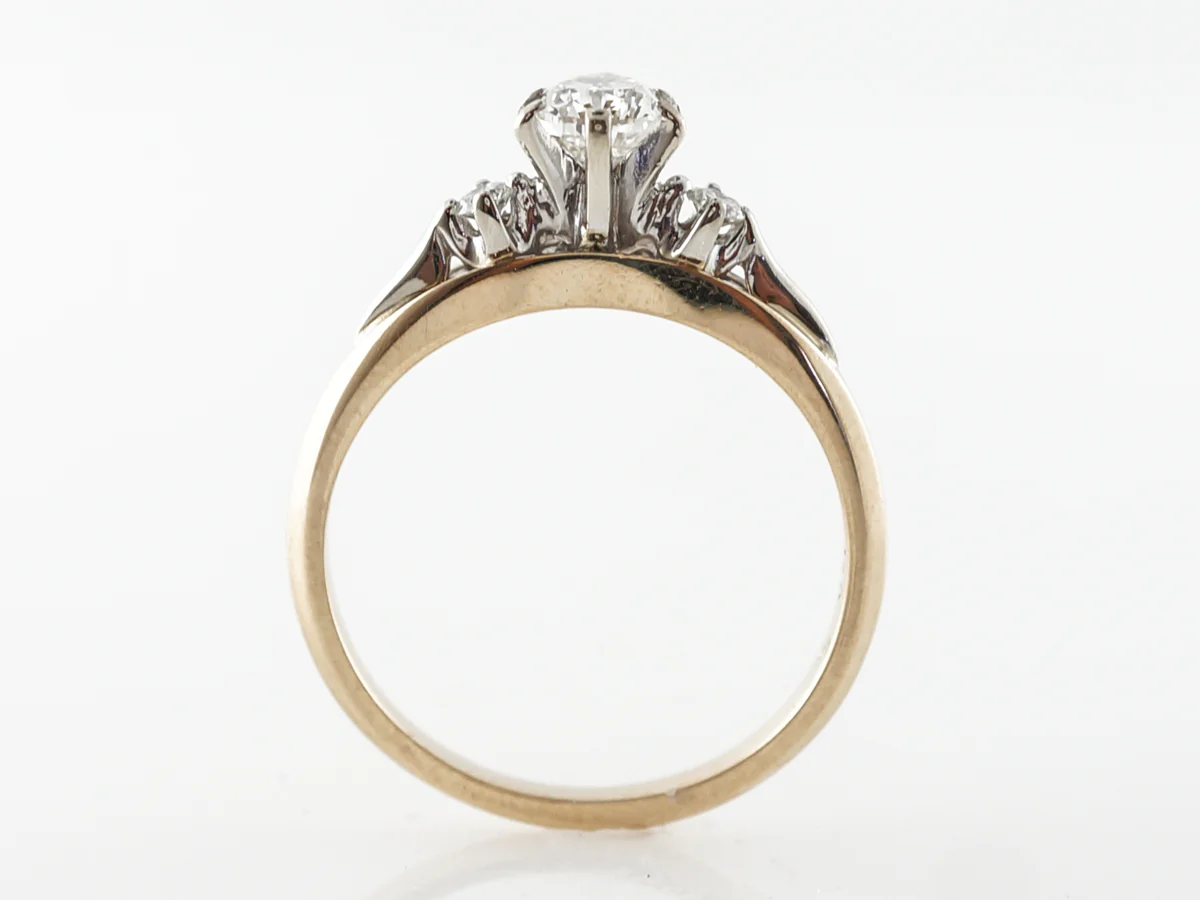 Half Carat Pear Cut Diamond Engagement Ring in Yellow & White Gold - Image 4