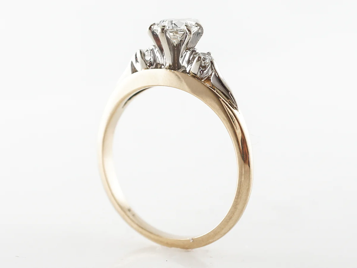 Half Carat Pear Cut Diamond Engagement Ring in Yellow & White Gold - Image 5