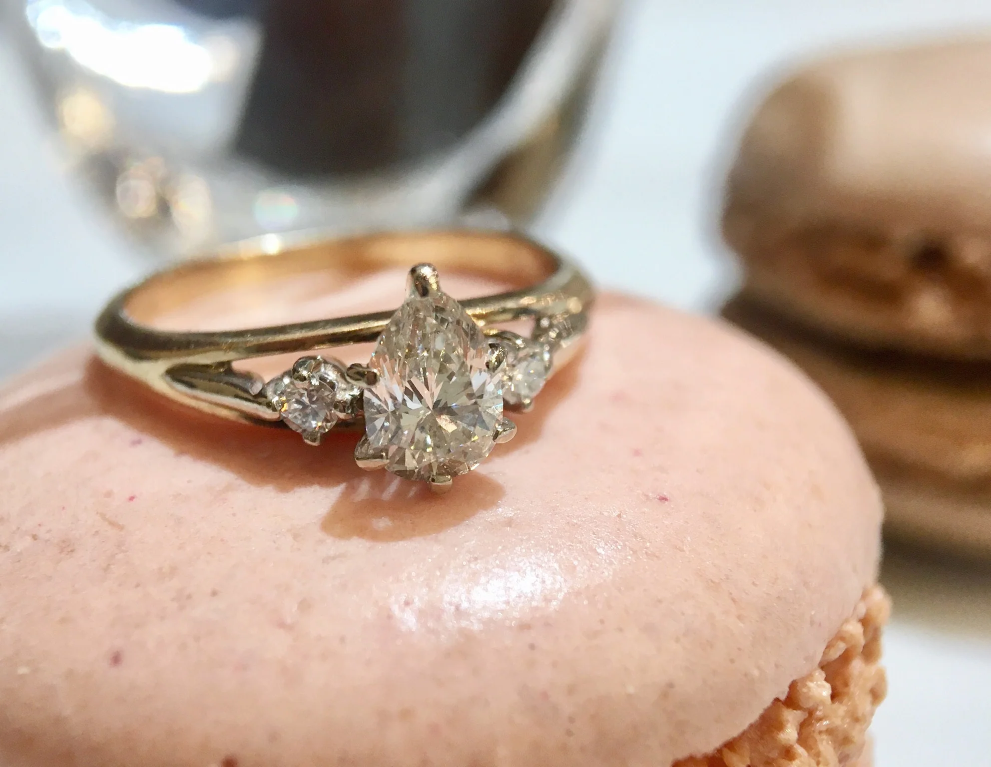 Half Carat Pear Cut Diamond Engagement Ring in Yellow & White Gold - Image 6