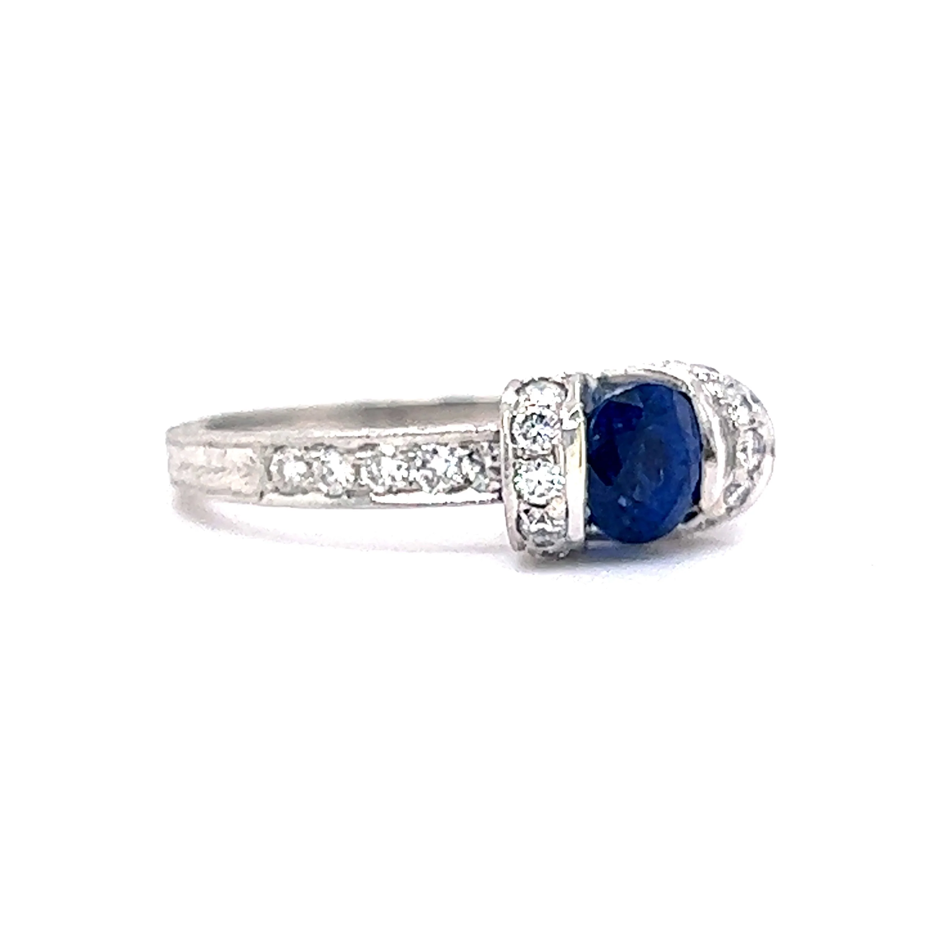 .55 Oval Cut Sapphire & Diamond Engagement Ring in Platinum - Image 3
