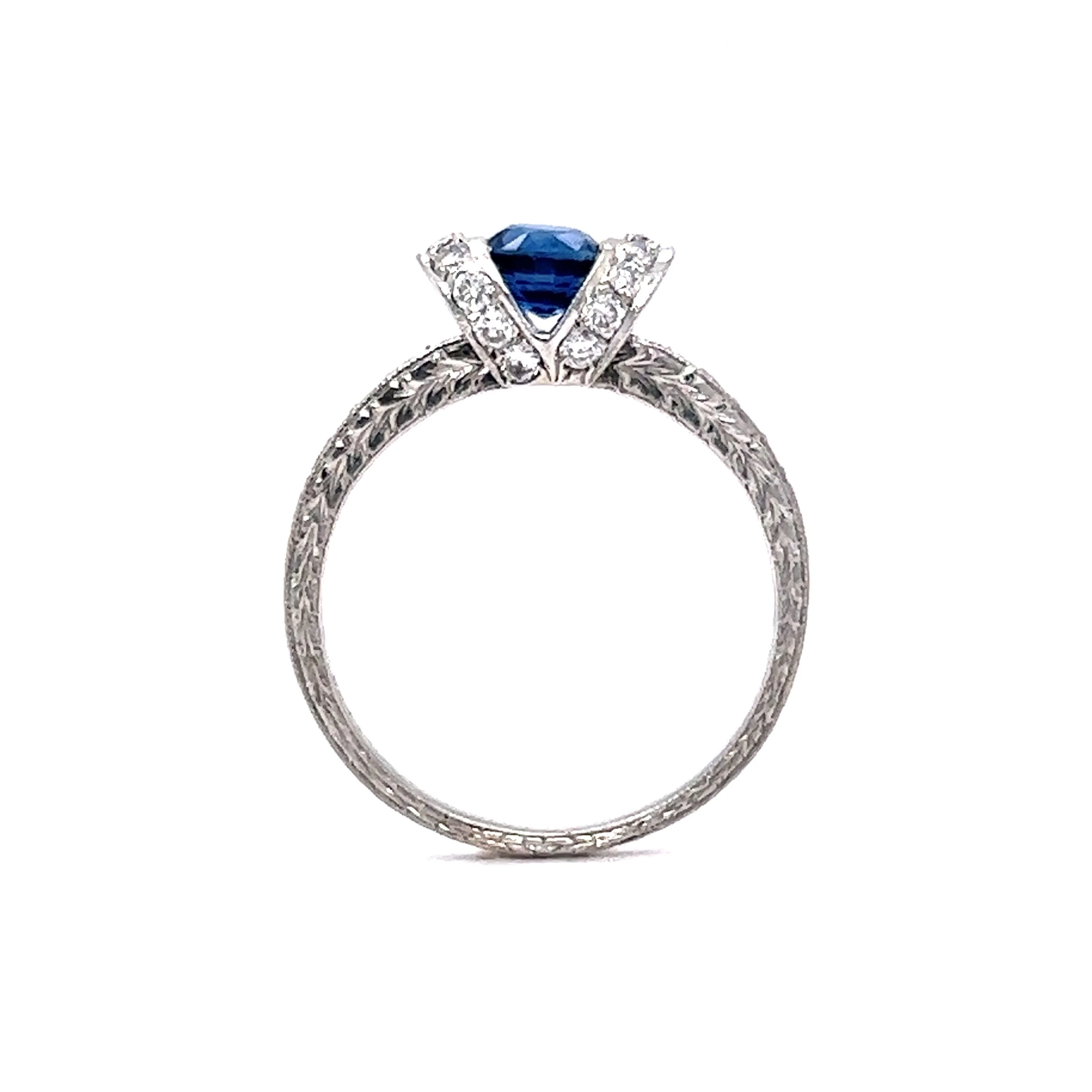 .55 Oval Cut Sapphire & Diamond Engagement Ring in Platinum - Image 4