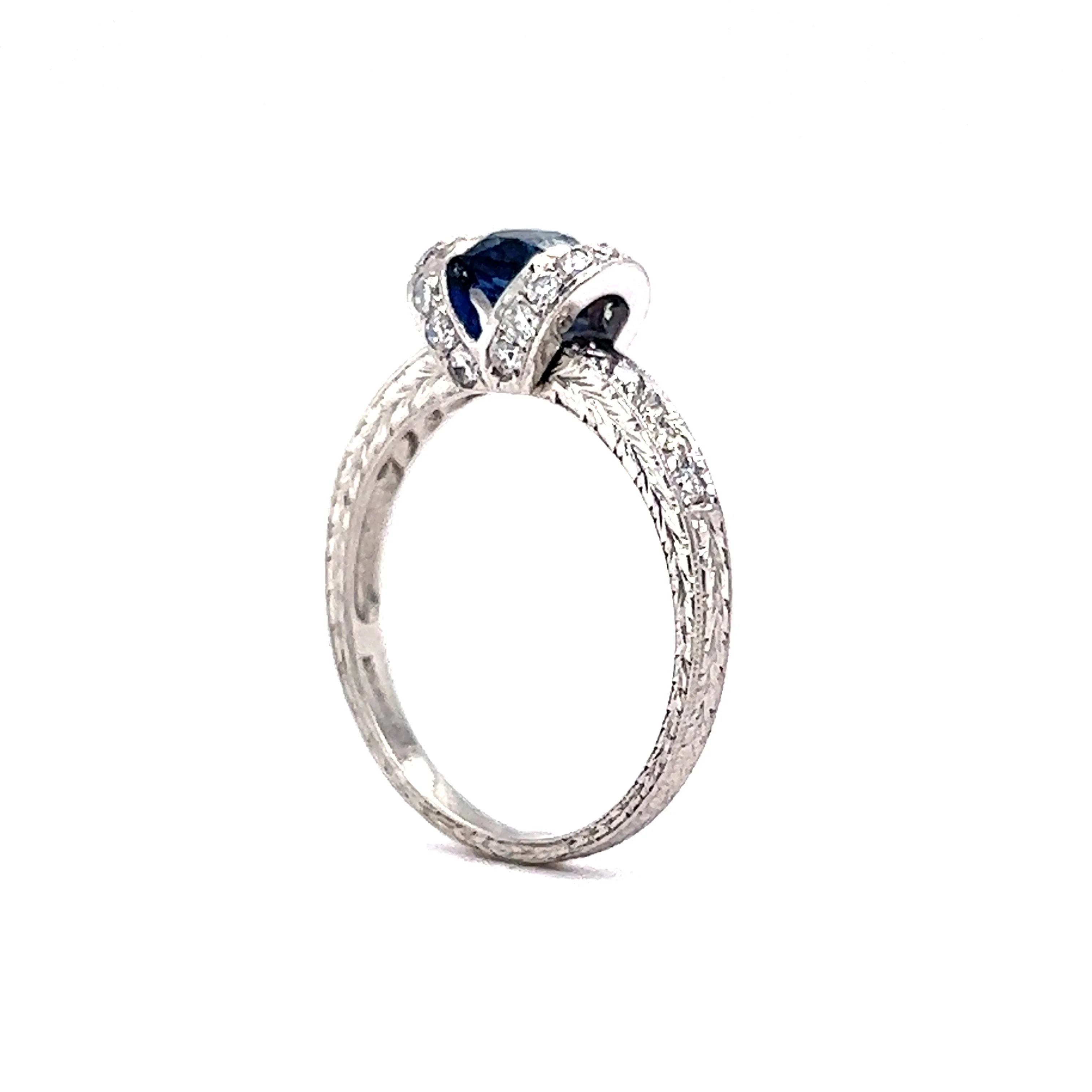 .55 Oval Cut Sapphire & Diamond Engagement Ring in Platinum - Image 5