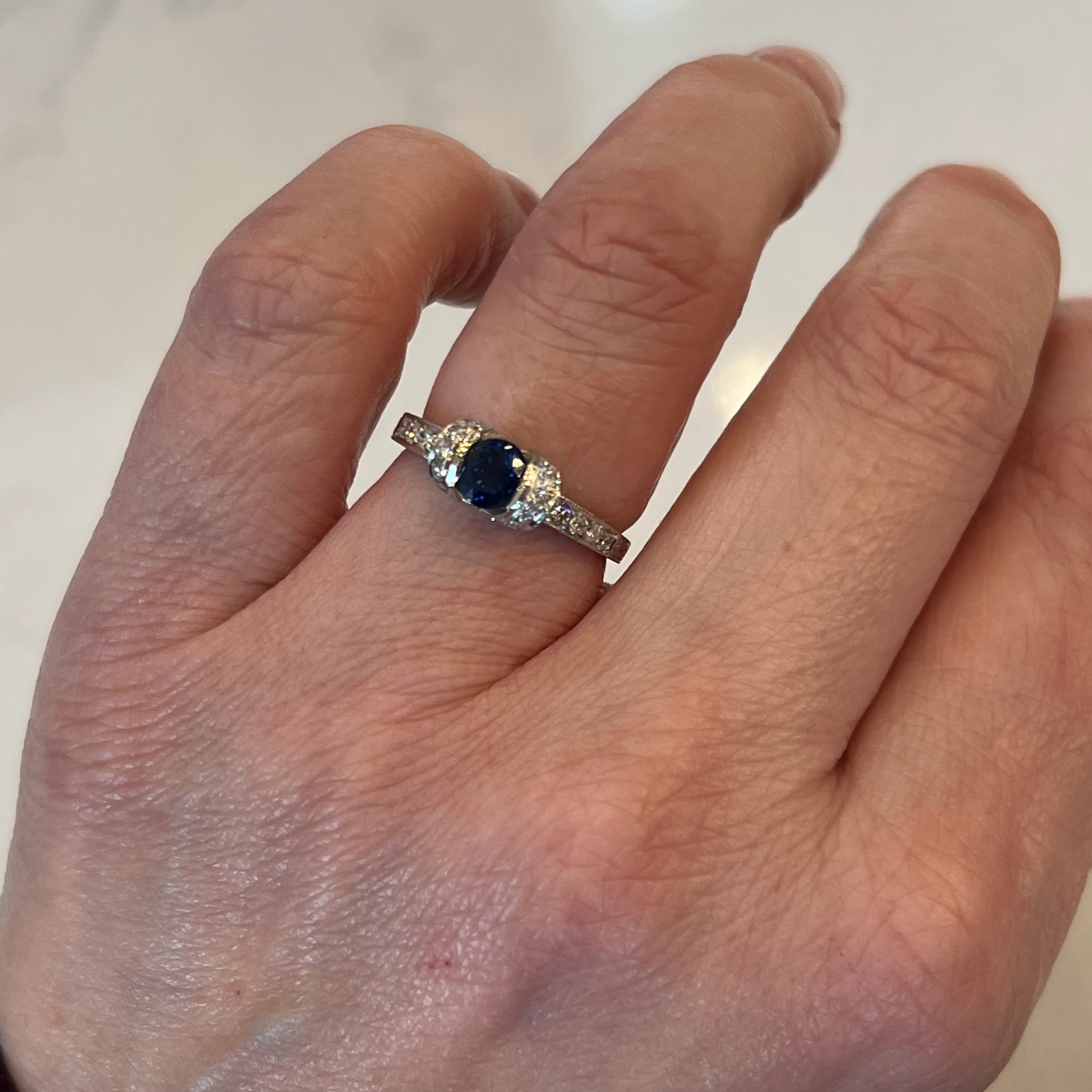 .55 Oval Cut Sapphire & Diamond Engagement Ring in Platinum - Image 6