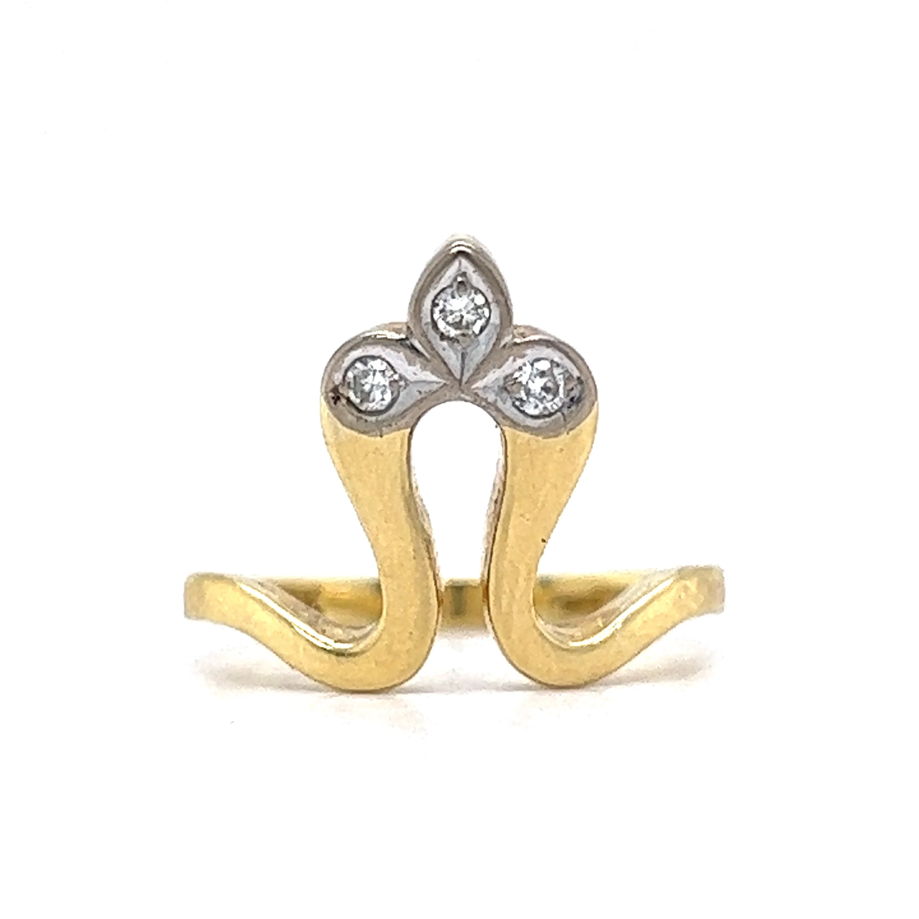 Half Fleur De Lis Diamond Ring in 18k Yellow Gold