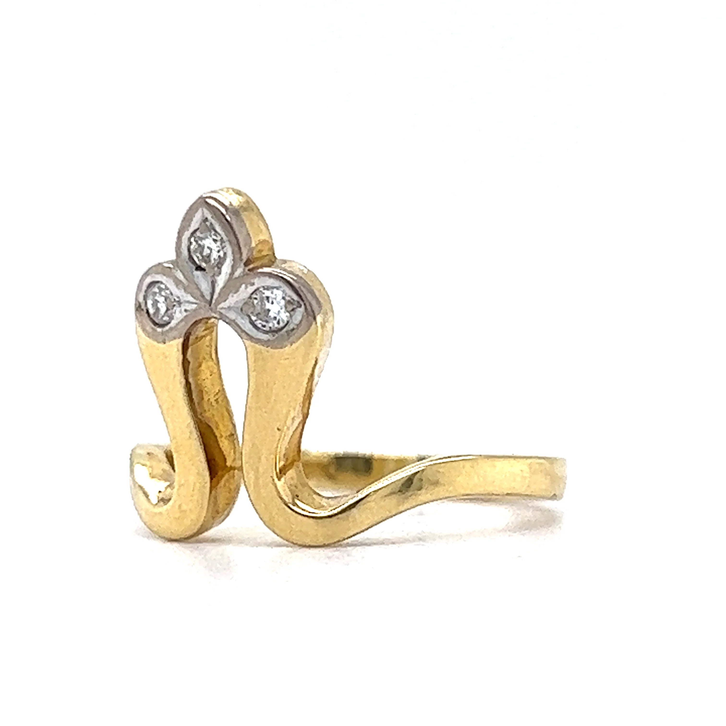 Half Fleur De Lis Diamond Ring in 18k Yellow Gold - Image 2