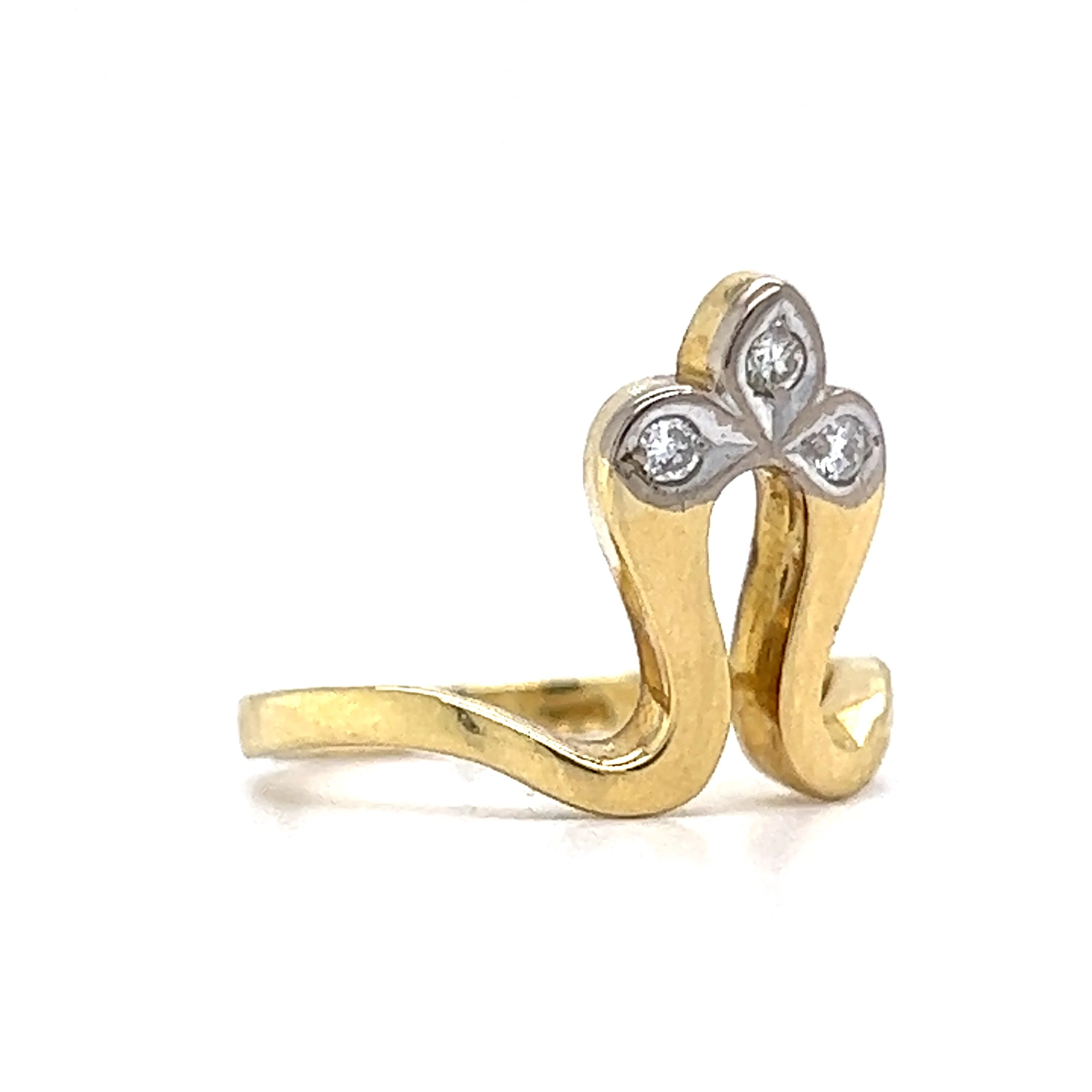 Half Fleur De Lis Diamond Ring in 18k Yellow Gold - Image 3