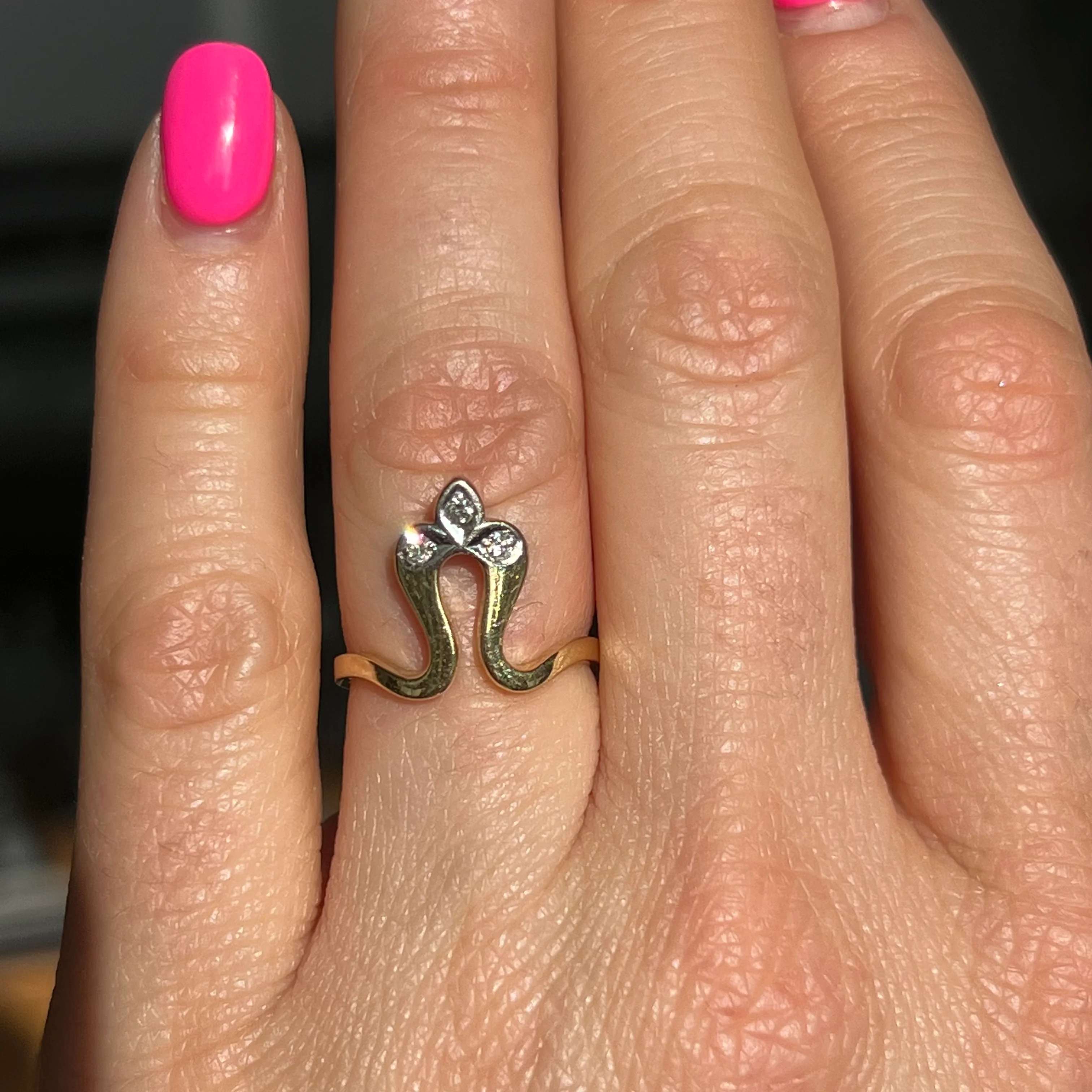 Half Fleur De Lis Diamond Ring in 18k Yellow Gold - Image 6