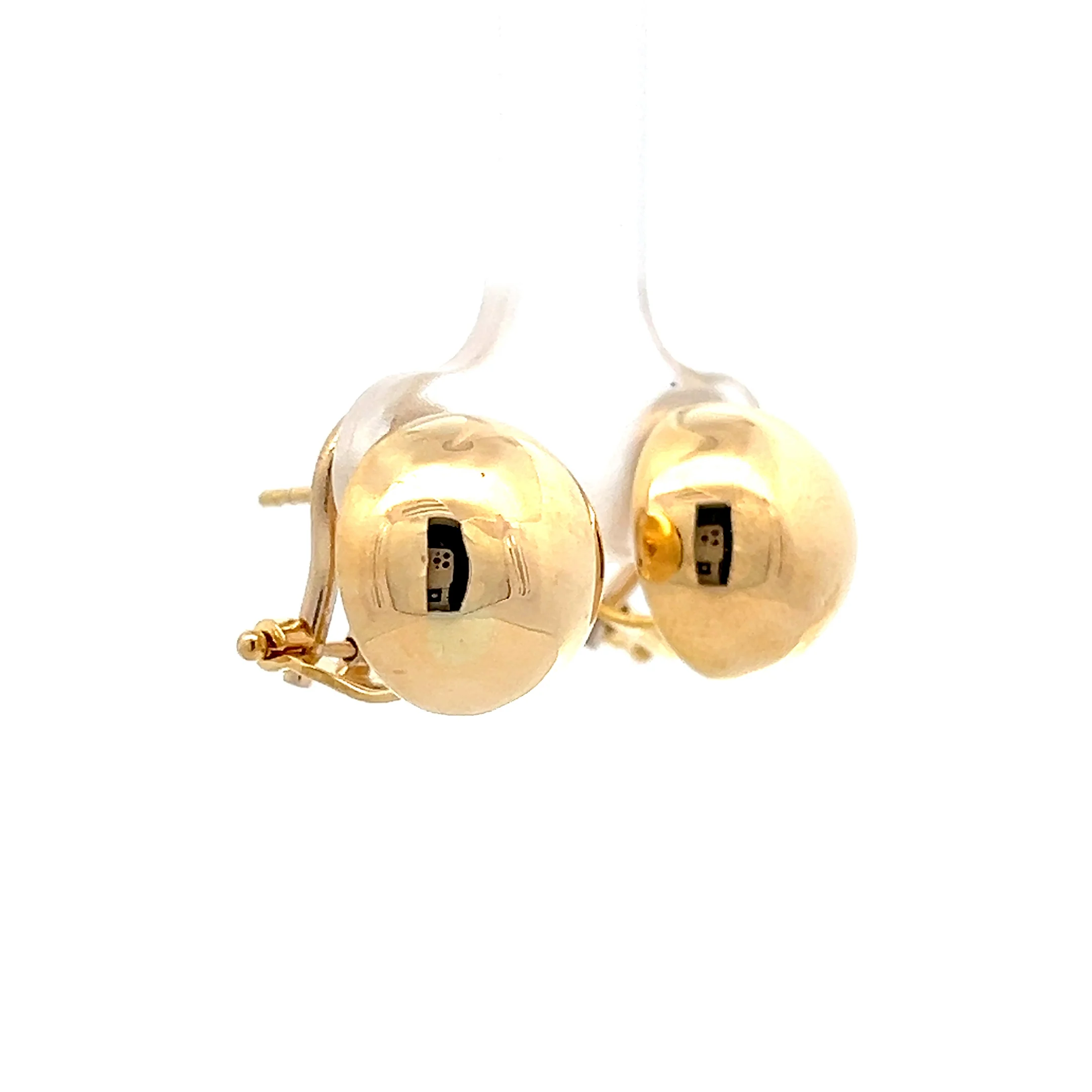 Half Round Ball Stud Earrings in 18k Yellow Gold - Image 3