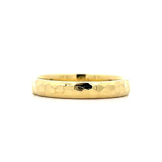 Hammered Finish Stacking Ring in 18k Yellow Gold