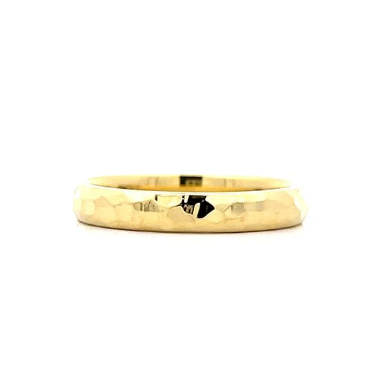 Hammered Finish Stacking Ring in 18k Yellow Gold - Image 2