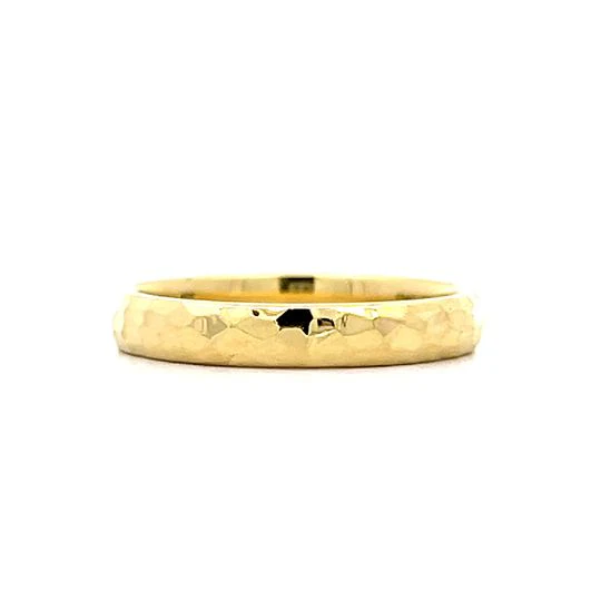 Hammered Finish Stacking Ring in 18k Yellow Gold - Image 3