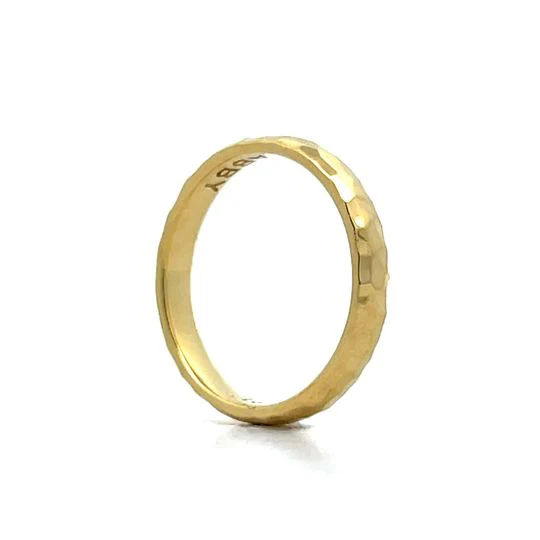 Hammered Finish Stacking Ring in 18k Yellow Gold - Image 5