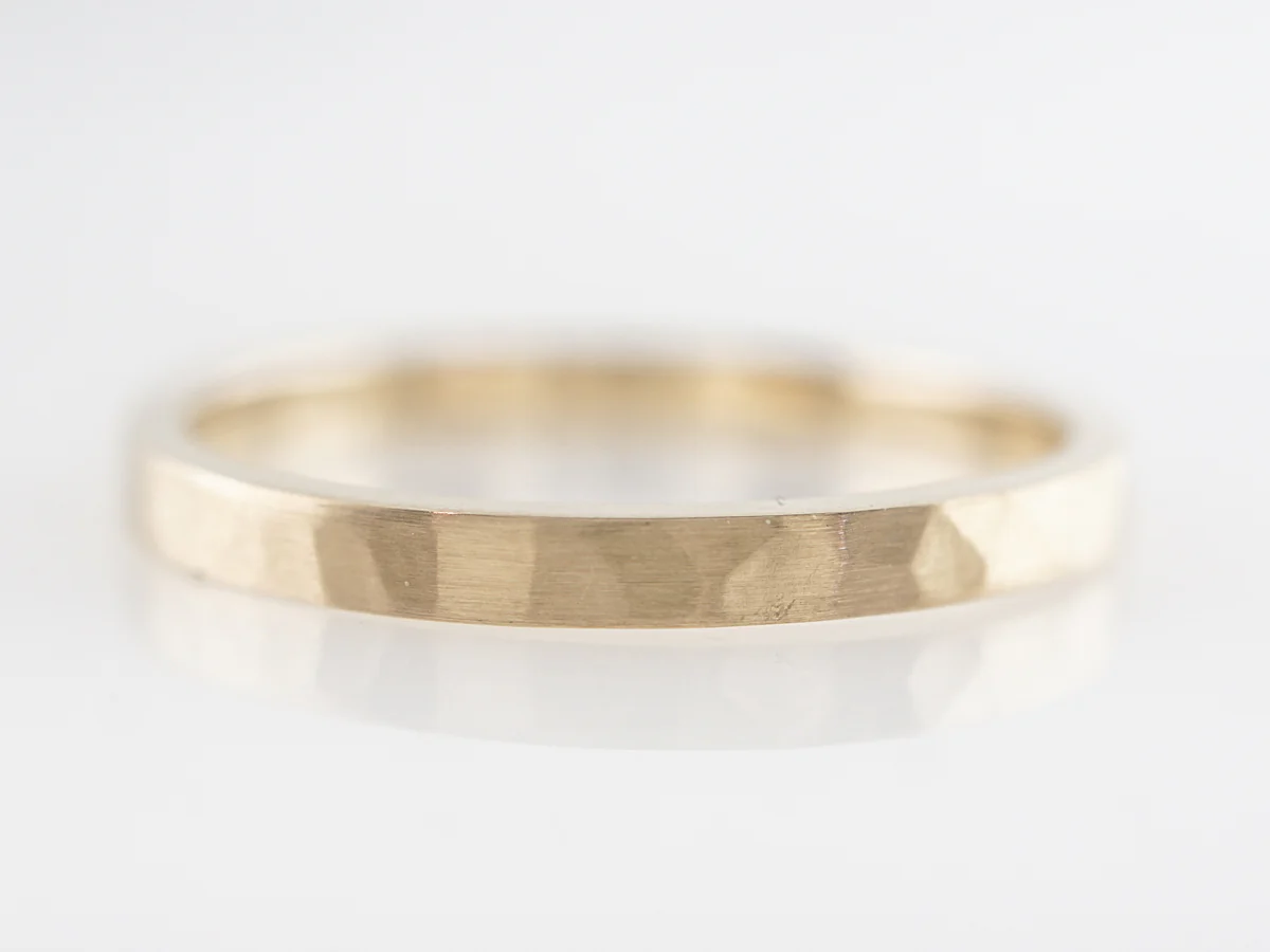 Hammered Finish Wedding Band in 14k Yellow Gold