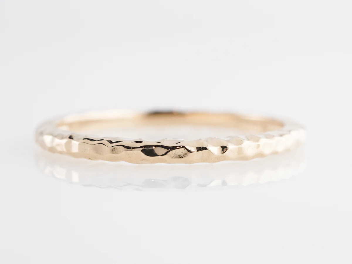 Hammered Stacking Wedding Band in 14k Yellow Gold