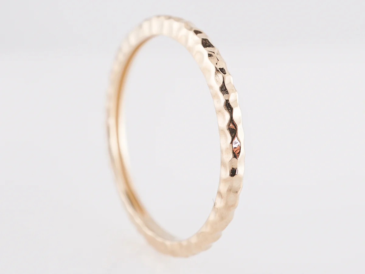 Hammered Stacking Wedding Band in 14k Yellow Gold - Image 3