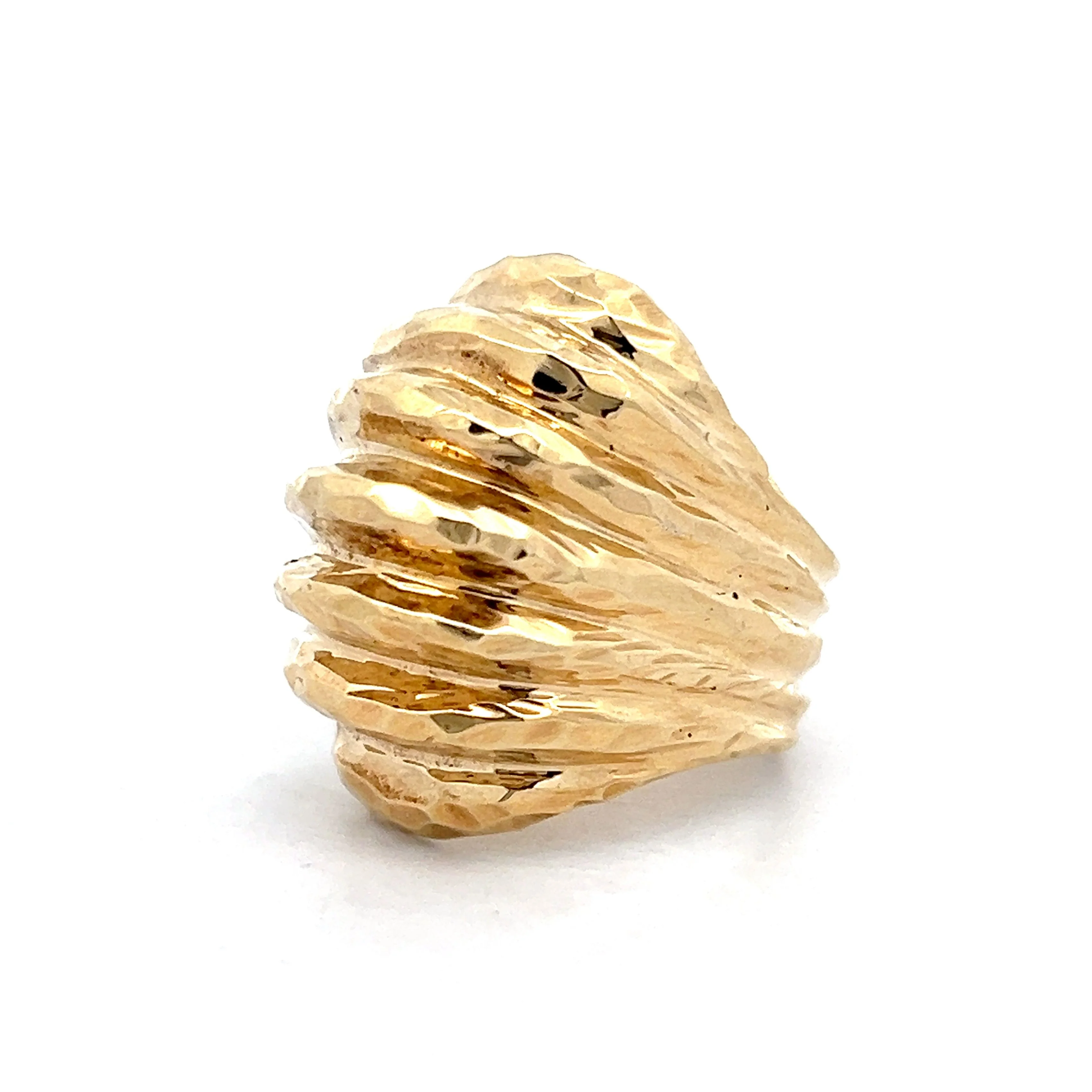 Hammered & Textured Dome Cocktail Ring in 14k Yellow Gold - Image 2