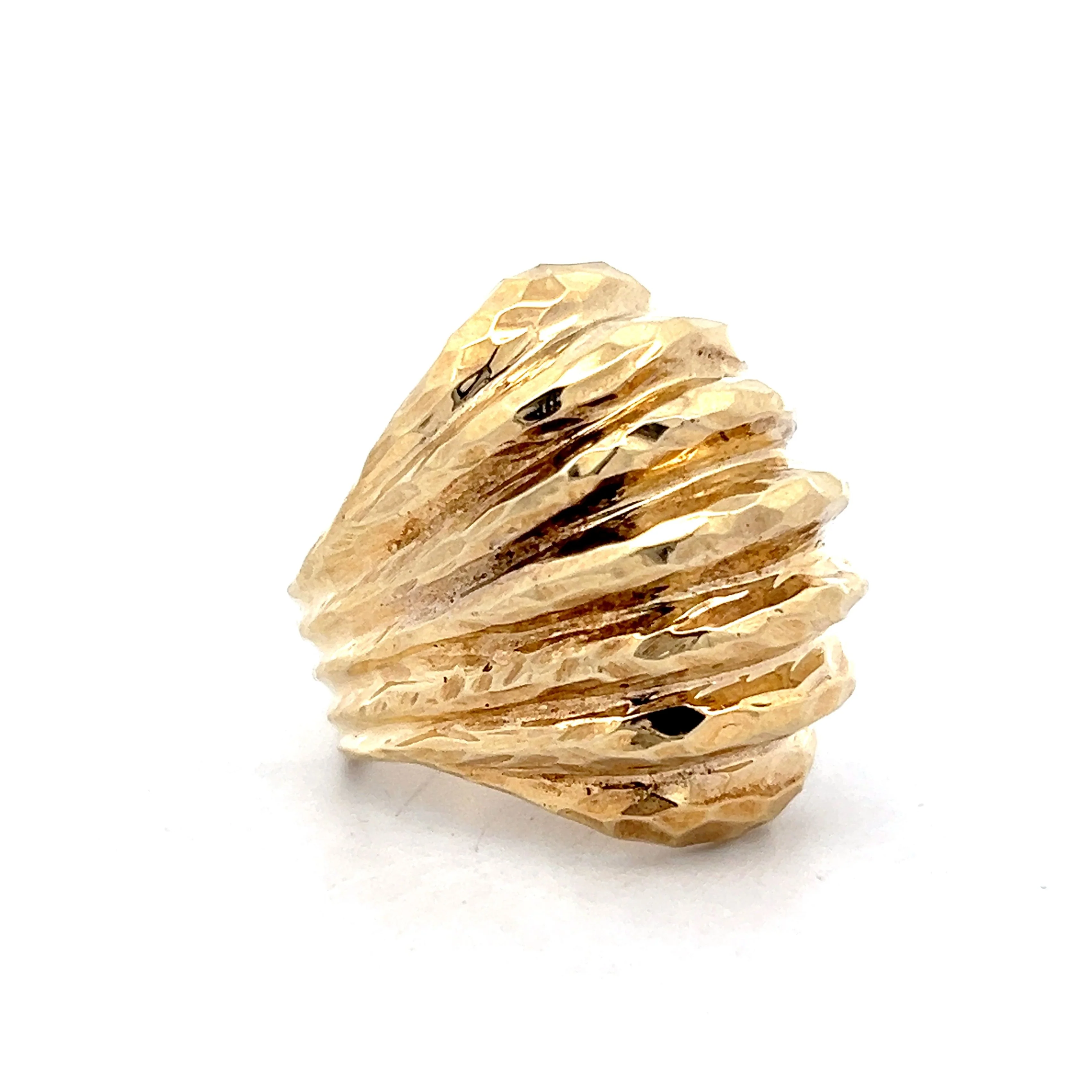 Hammered & Textured Dome Cocktail Ring in 14k Yellow Gold - Image 3