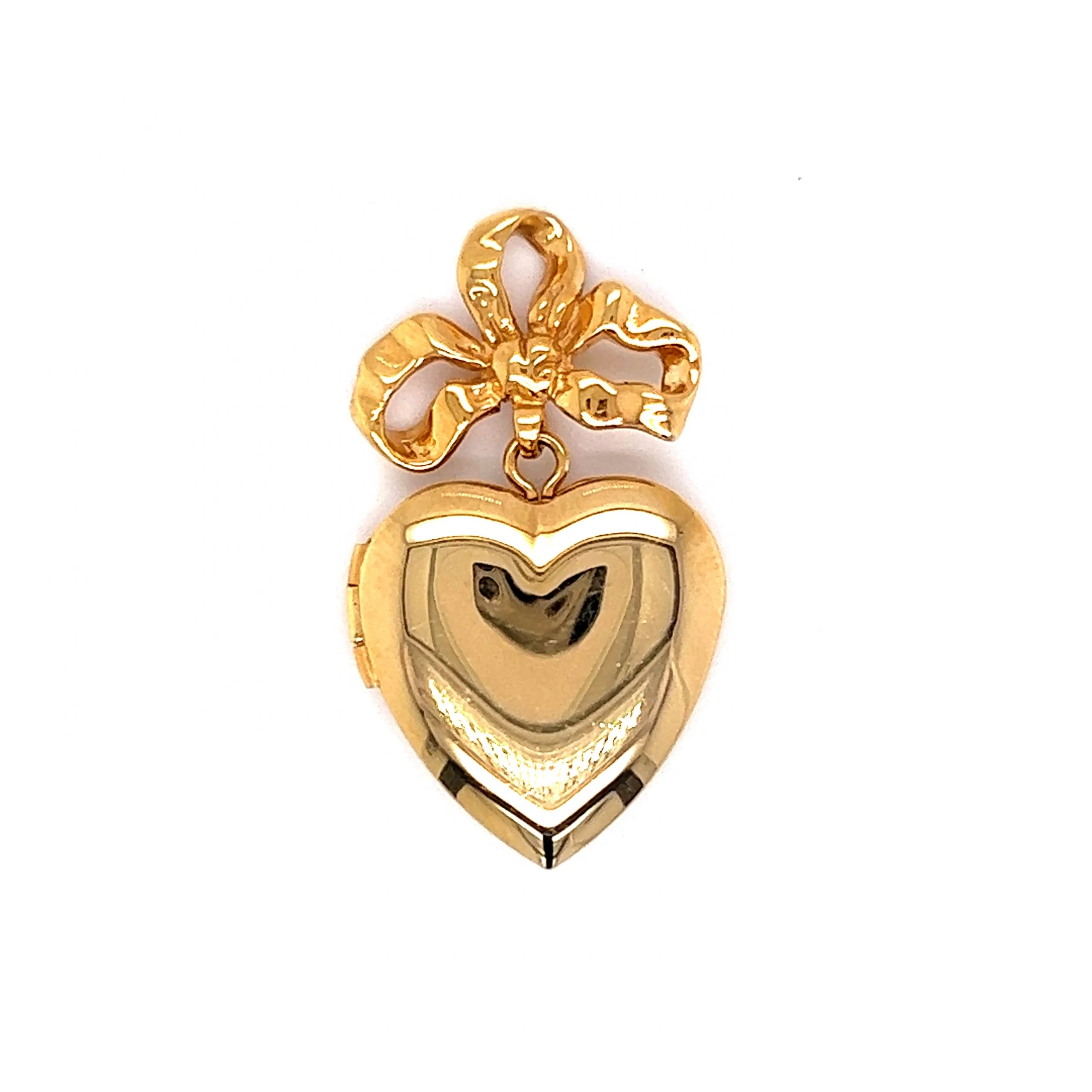 Heart & Bow Locket Pendant in 14k Yellow Gold - Image 2