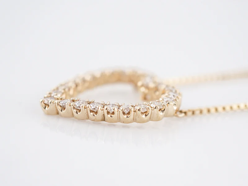 Heart Necklace Modern .72 Round Brilliant Cut Diamonds in 14k Yellow Gold - Image 4