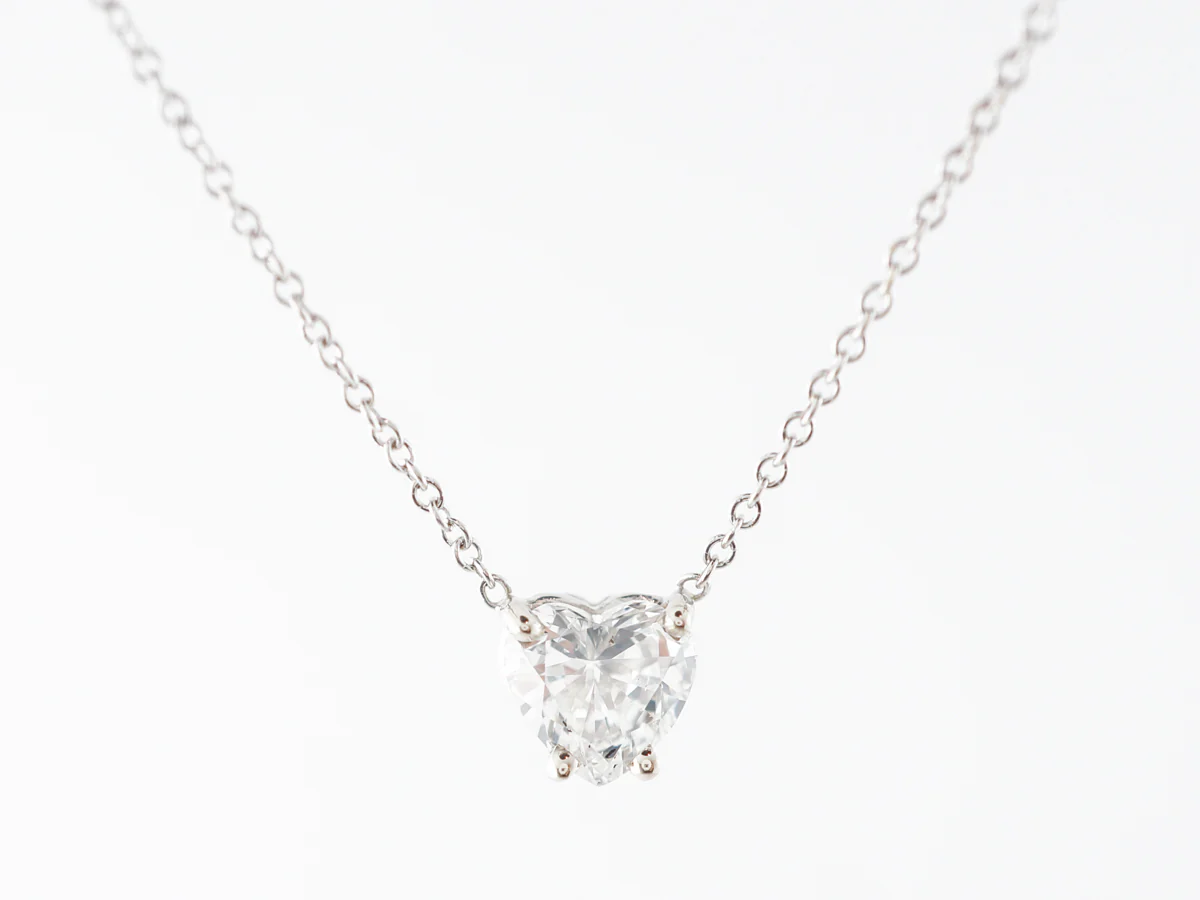 Heart Shaped Diamond Pendant in 14k White Gold