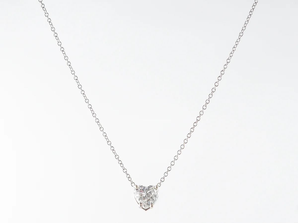 Heart Shaped Diamond Pendant in 14k White Gold - Image 3