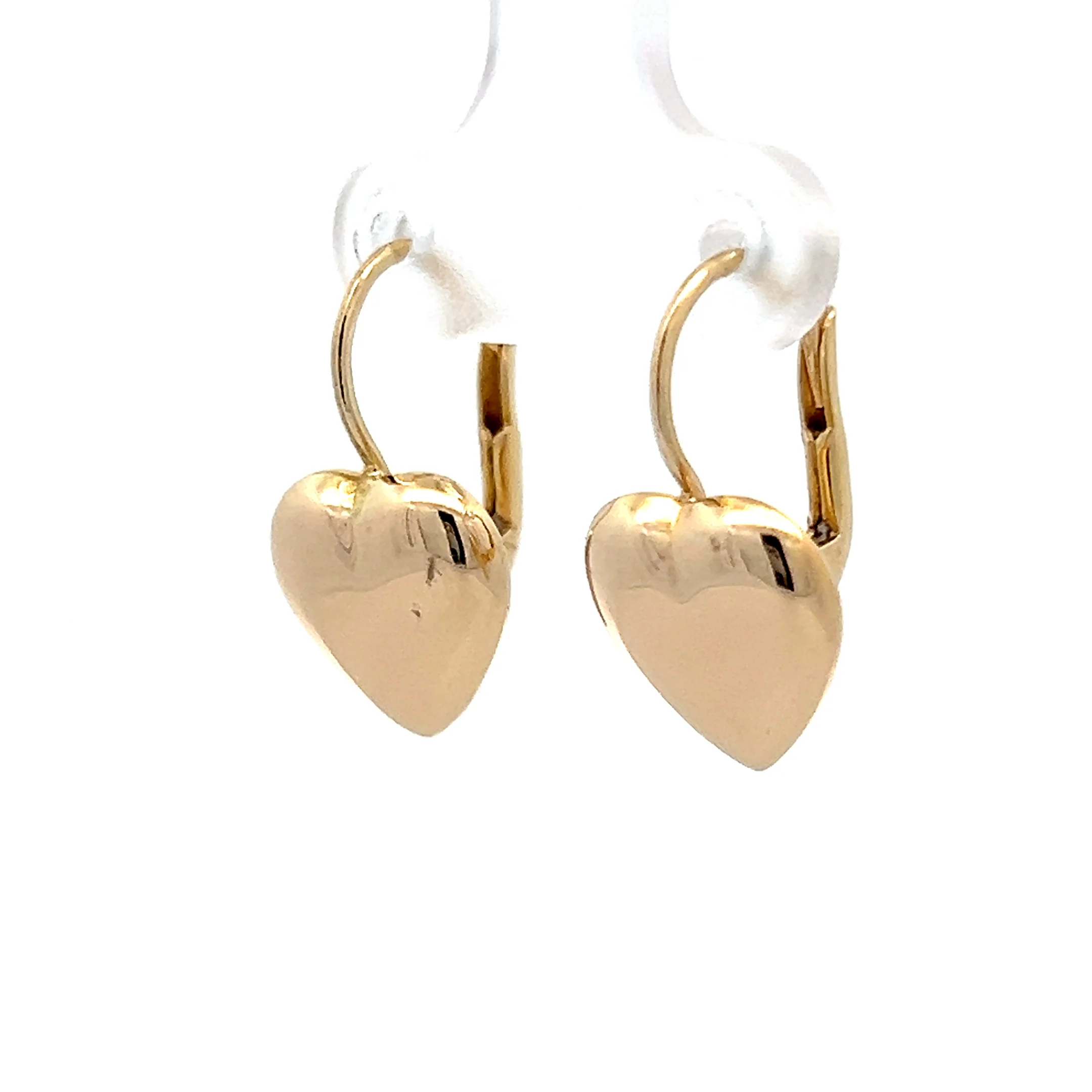 Heart Shaped Drop Earrings in 14k Yellow Gold - Image 2