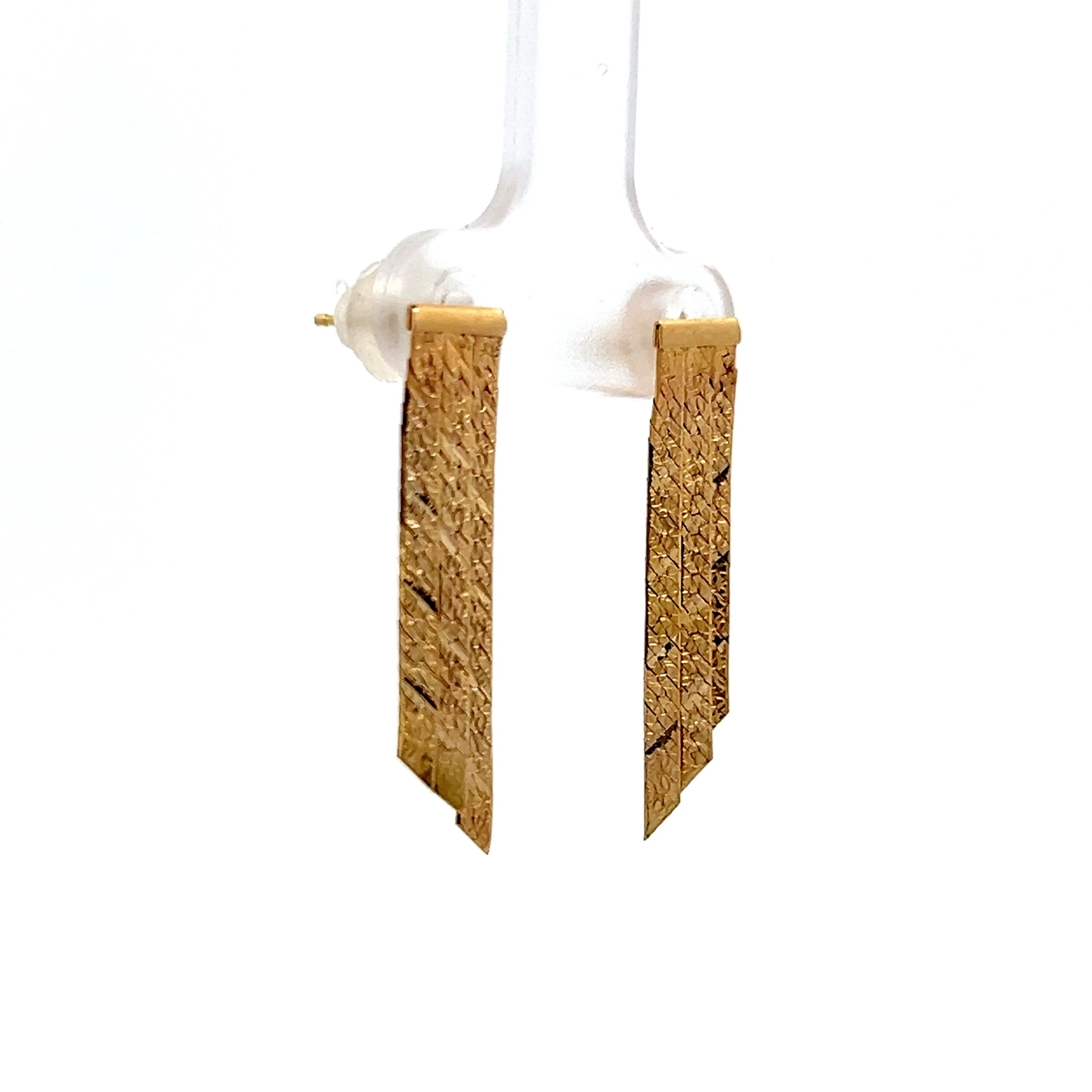 Herringbone Chain Earrings in 14k Yellow Gold - Image 3