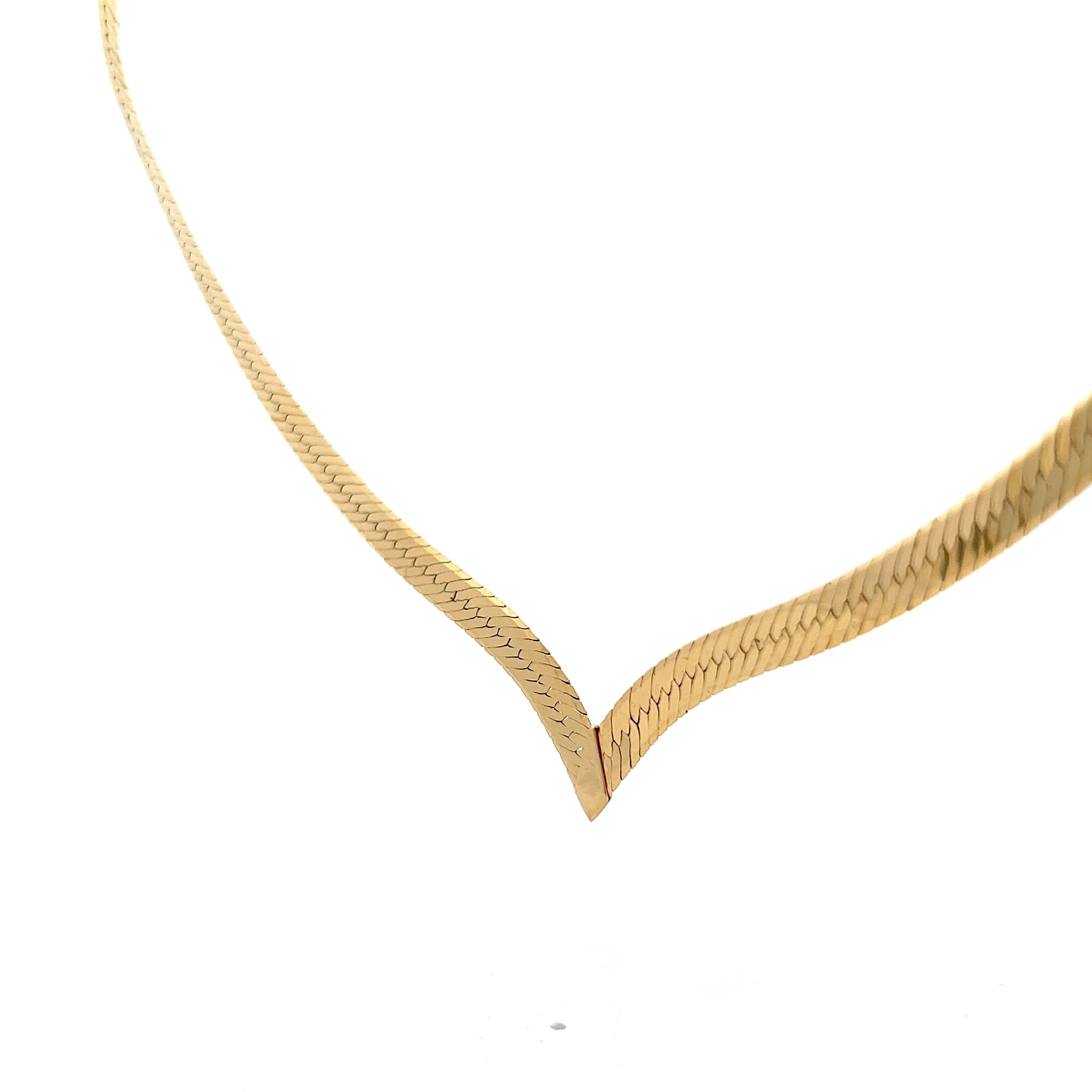 Herringbone Collar Necklace in 14k Yellow Gold - Image 2
