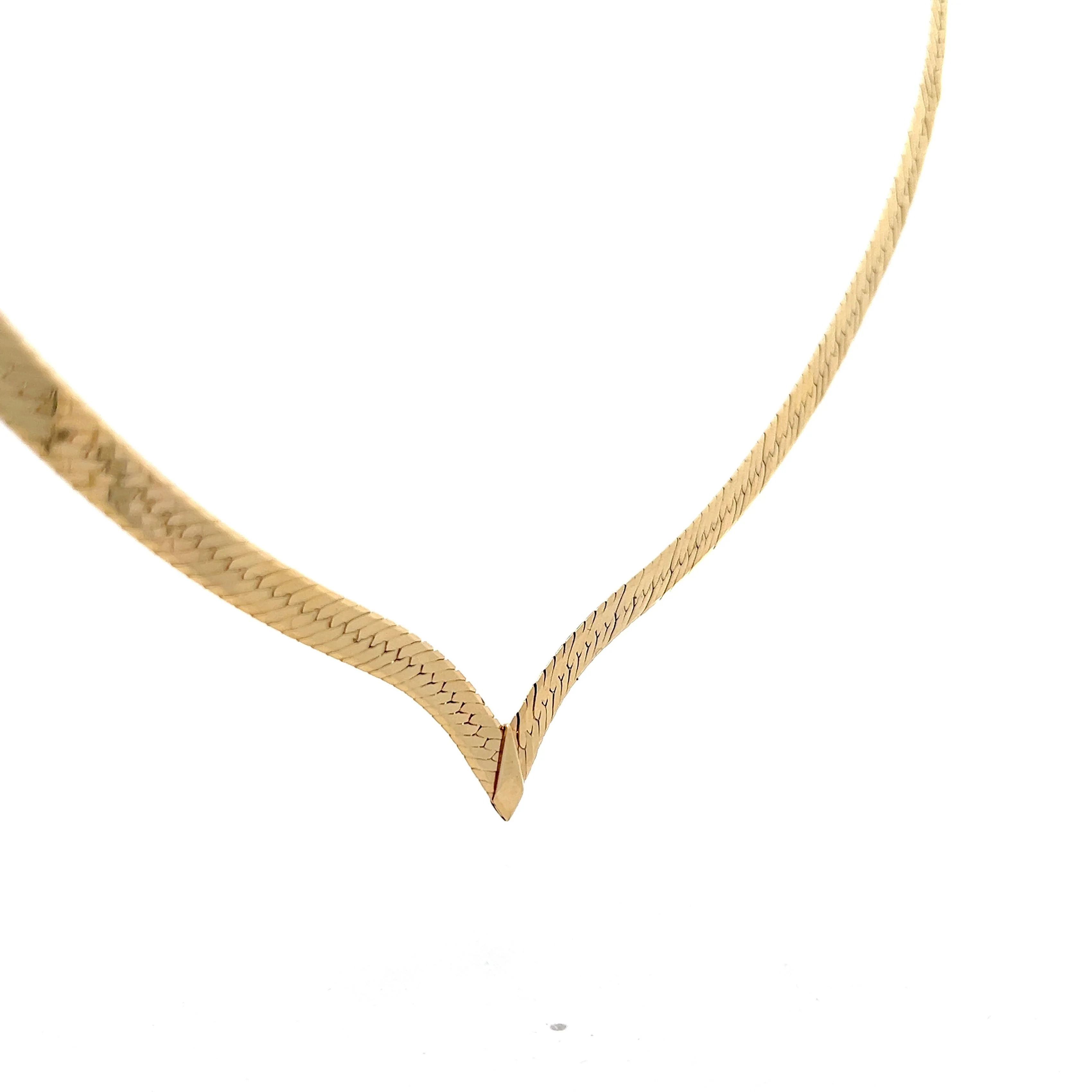Herringbone Collar Necklace in 14k Yellow Gold - Image 3