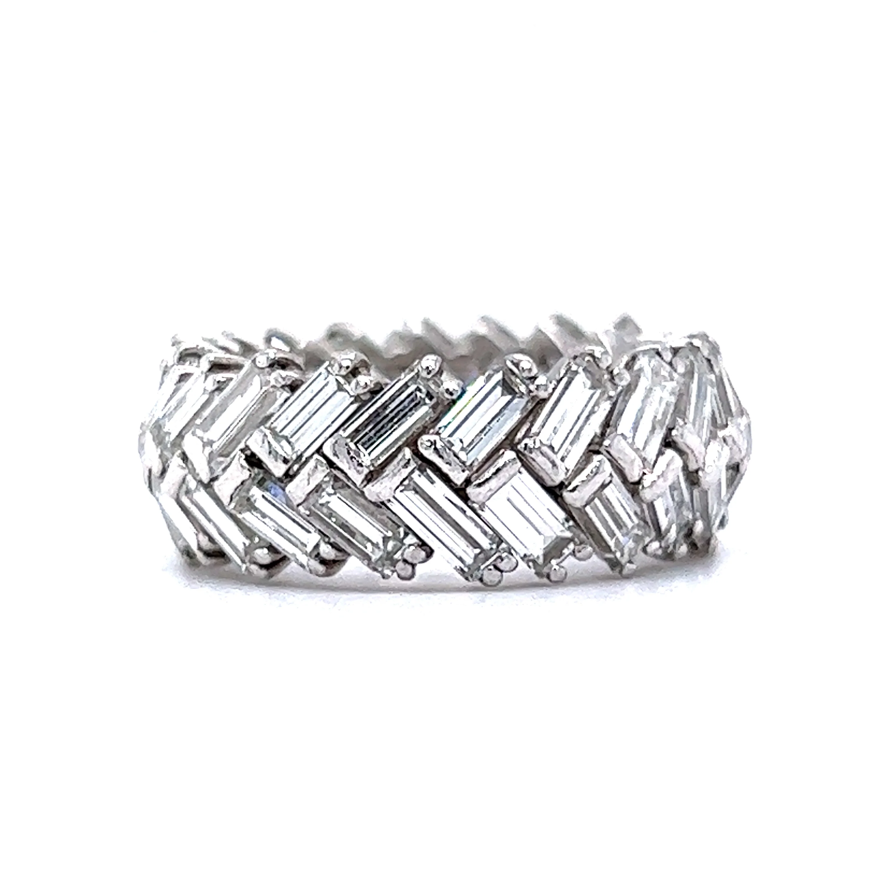 Herringbone Diamond Eternity Band in Platinum - Image 3