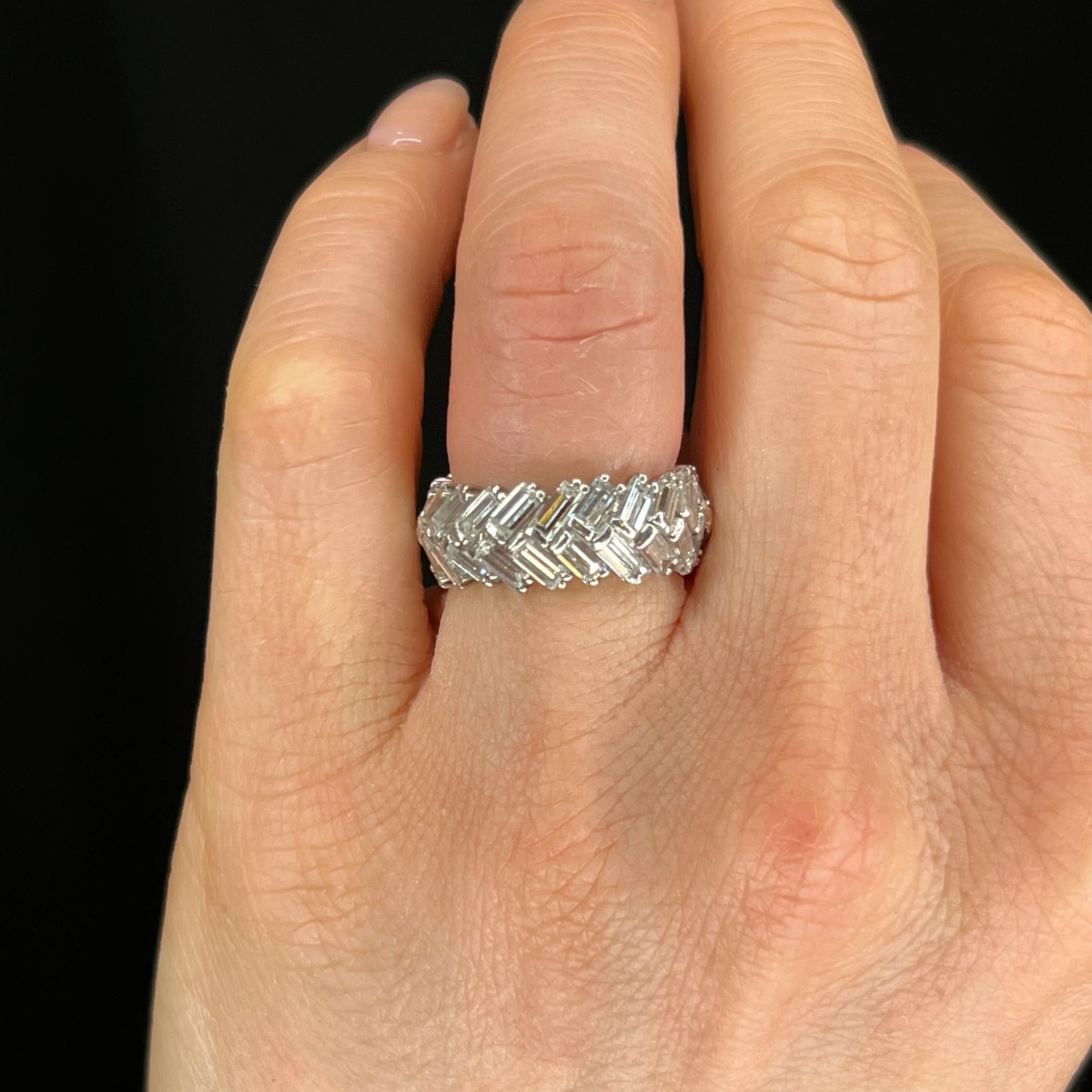 Herringbone Diamond Eternity Band in Platinum - Image 6